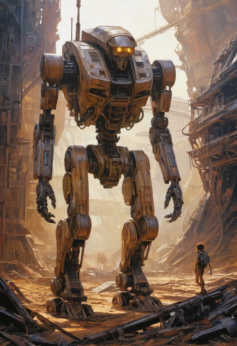 Abandoned Mech, by Drew Struzan, Alien Planet, best quality, masterpiece, 8k