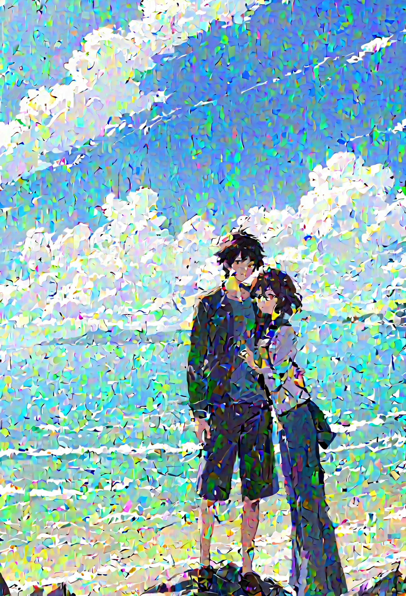 3d animations couple standing on a rock by the ocean with a blue sky, amazing wallpaper, anime background, vacation photo, the ocean in the background, guweiz and makoto shinkai, hd wallpaper, at the sea, anime wallaper, ocean in the background, cinematic | | very anime, beautiful wallpaper, standing near the beach, 4 k manga wallpaper