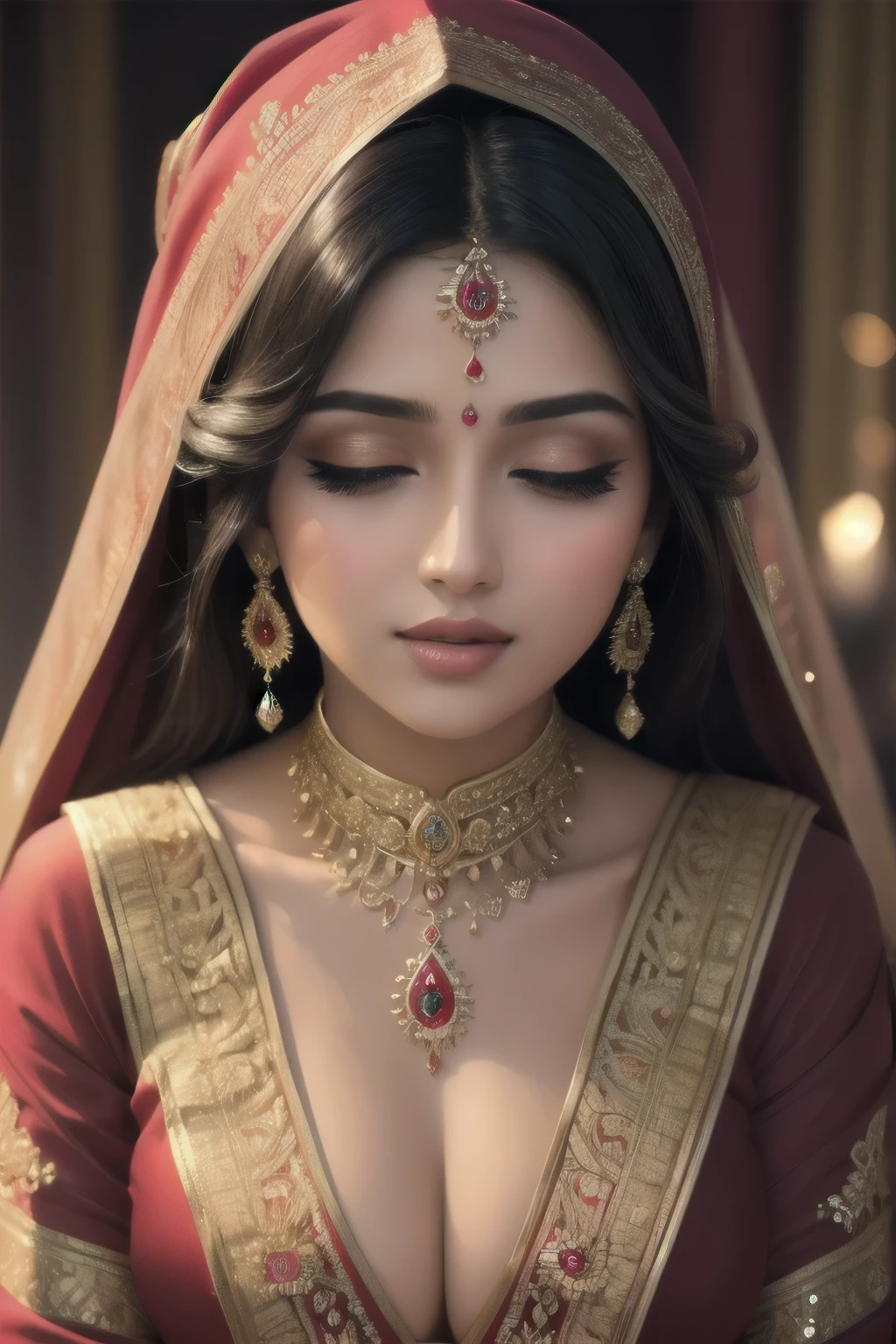 best quality,4k,8k,highres,masterpiece:1.2,ultra-detailed,realistic:1.37,beautiful detailed eyes,beautiful detailed lips,extremely detailed eyes and face,long eyelashes,sexy woman in a stunning red saree,graceful,confident,charming,sparkling jewelry,elegant pose,vibrant colors,soft lighting,silky fabric,shimmering embroidery,traditional Indian attire,mesmerizing beauty,dramatic makeup,rich cultural heritage,exquisite craftsmanship,royal ambiance,grand backdrop,celebratory atmosphere,presence of henna,flawless complexion,expressive eyes,captivating smile