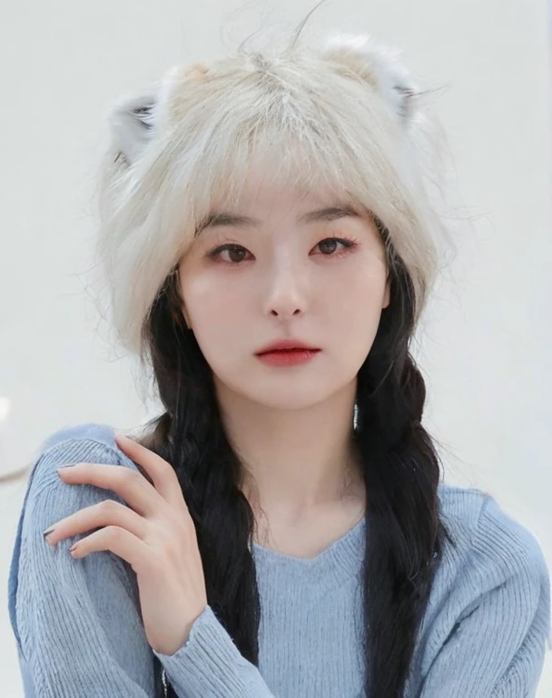 a close up of a woman with long black hair wearing a black tube dress, beautiful south korean woman, fierce eyes, almond-shaped, detailed face, detailed eyes, detailed nose, detailed lips, fox-like eyes, fox-shaped eyes, seulgi, kang seulgi, ulzzang, beautiful, perfect face, model, goddes beauty