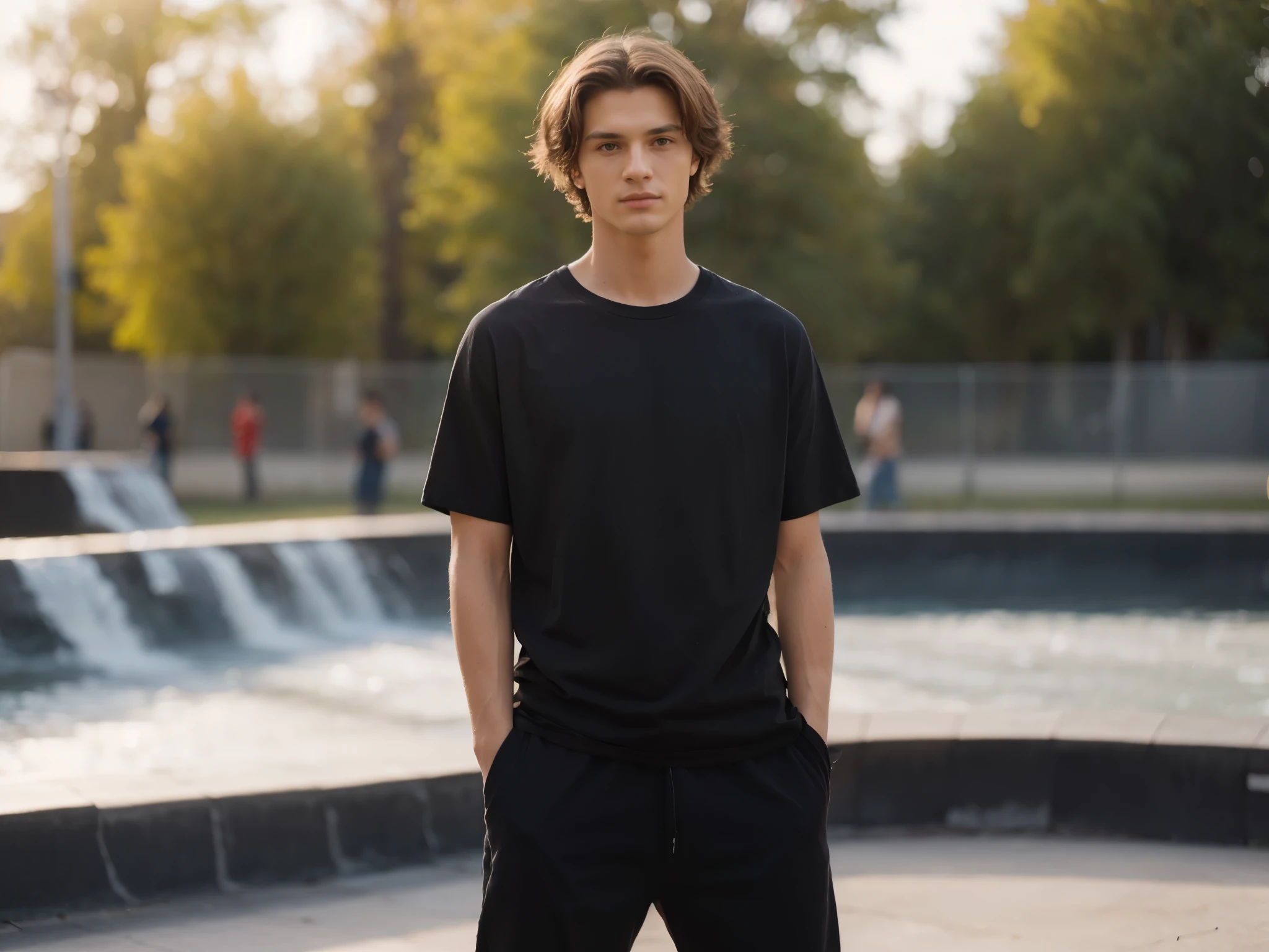 The composition should be perfect, with a smooth, male model, sharp focus and t-shirt texture, The photograph should be in RAW format and capture the realism in 35mm HD resolution (8k), using only natural light.