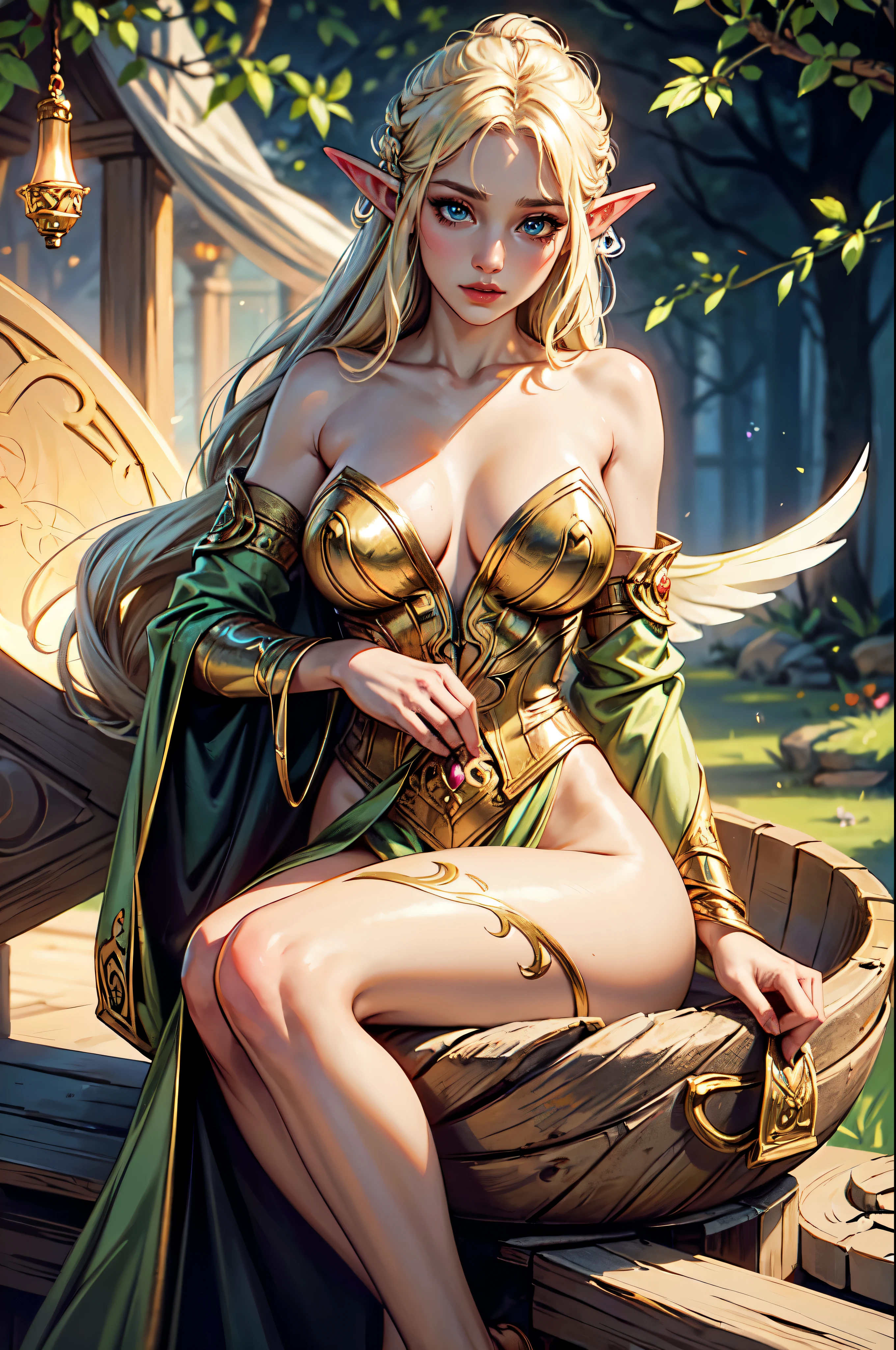 A beautiful, high-resolution masterpiece in 4k or 8k with the best quality and ultra-detailed features., detailed hands,The stunning depiction of an elf woman, showcasing her graceful elegance and mythical allure. Her eyes are intricately detailed, capturing every mesmerizing sparkle and hint of emotion. The artist has taken great care to render her face with remarkable precision, highlighting her delicate features and flawless complexion. The realism in the artwork is truly remarkable, as if the elf woman could step out of the canvas and come to life. The colors used in this piece are vivid and bright, enhancing the overall visual impact. Soft lighting bathes the scene, casting subtle shadows and adding a sense of ethereal beauty. This professional artwork showcases the talent of the artist, with every brushstroke and detail meticulously crafted. Enjoy the vibrant colors and immerse yourself in the enchanting world of the elf woman. full body, detailed clothes