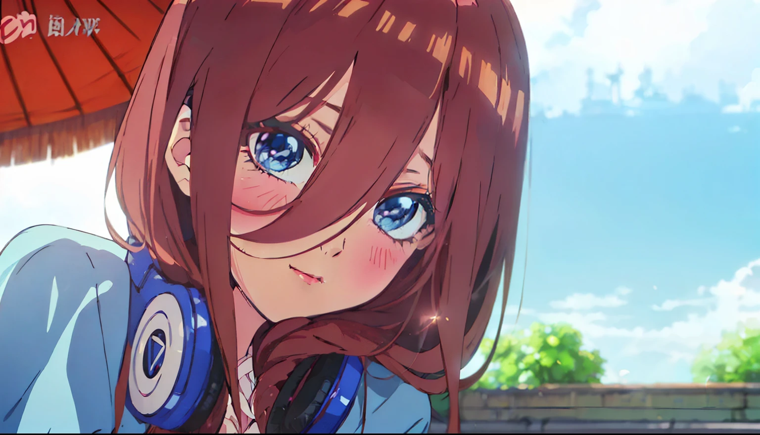 Miku nakano, looking at camera, hair all over face, teasing shy gaze, pleased smug shy face, pleased smug smile , dynamic pose,(Old anime, vintage anime, 90's anime style, naoko takeuchi style, masterpiece, (1 girl, solo, alone), , sfw, nakano_miku, long_hair, brown_hair, bangs, hair_between_eyes, blue_eyes, headphones_around_neck, blush, sfw, pretty age girl with long dark pink hair, blushing, aamiku, Nakano Miku from The Quintessential Quintuplets, Miku Nakano, masterpiece, 4k, ultradetailed, cowboy shot, nakano miku, long pink red hair, calm face, blushing, apathetic calm face, one strand of hair across her face, innocent, pure, shy, tender, lovely, 