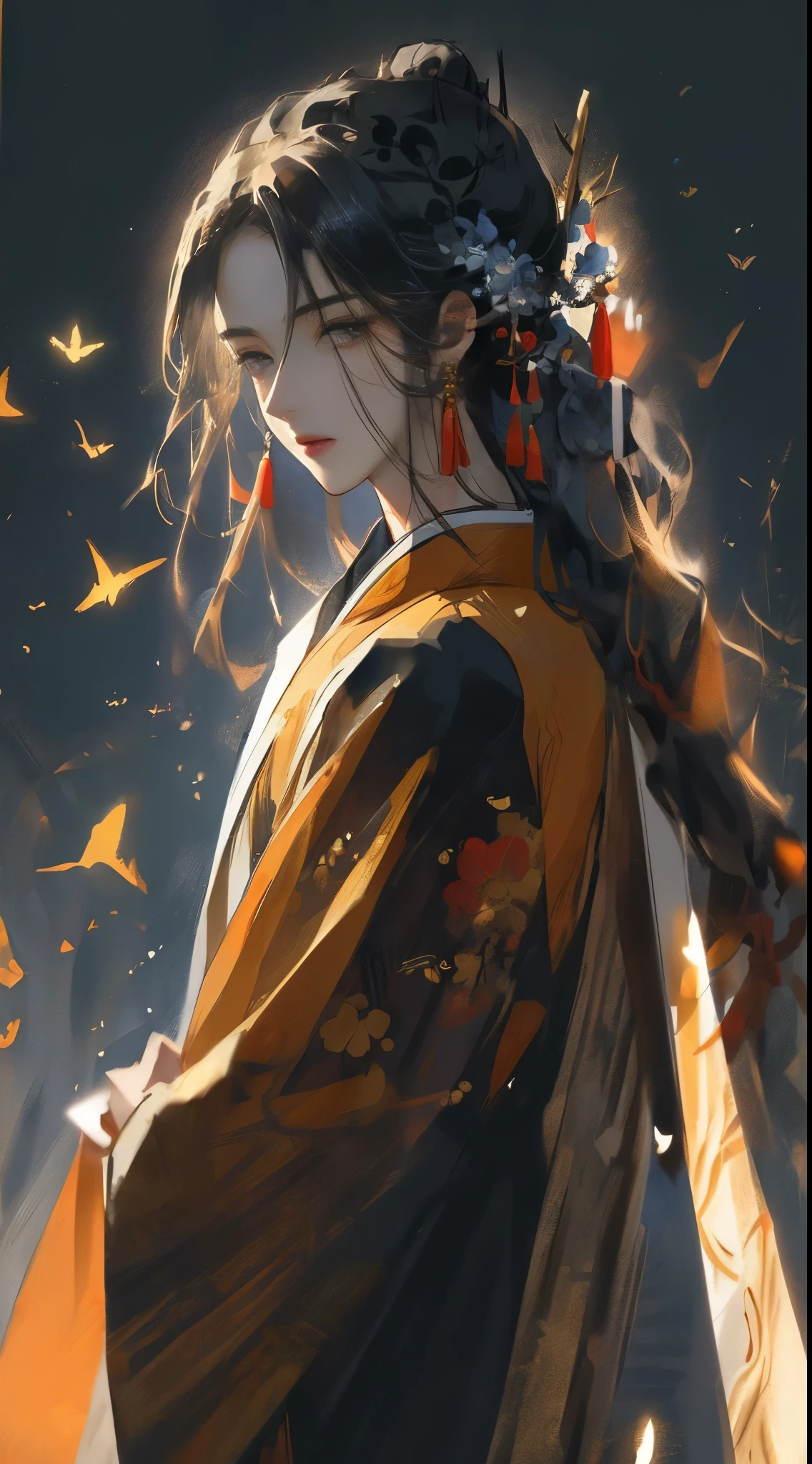 一个帅气的man,antiquity,中式antiquity,man,masterpiece,Gu Weizi,flowing hair,wearing robe,4k quality,handsome face,