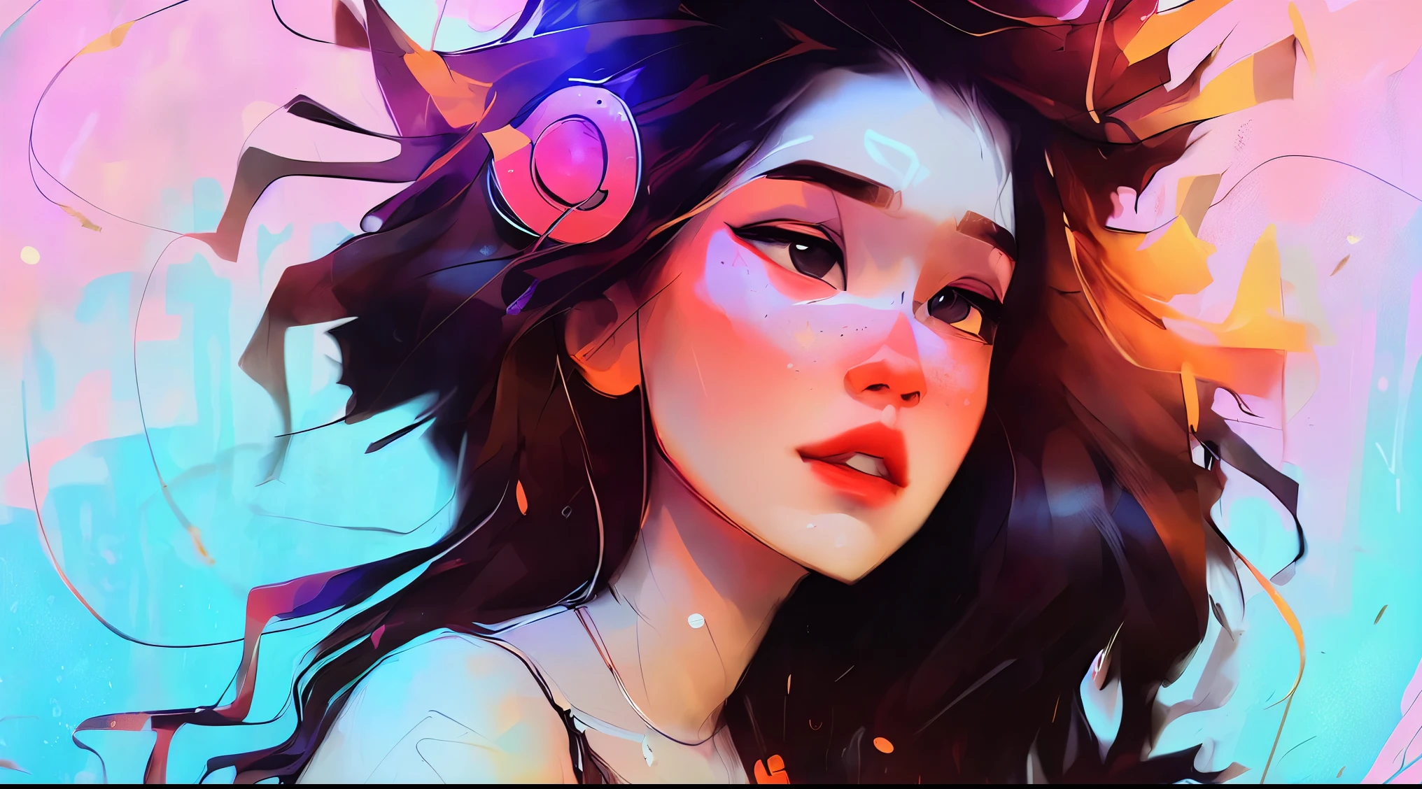 (rcnz_style_v3:1.4), (8k, best quality, masterpiece:1.2),(best quality:1.0), (ultra highres:1.0), watercolor, a beautiful woman, shoulder, hair ribbons, by agnes cecile, half body portrait, extremely luminous bright design, pastel colors, (ink:1.3), autumn lights, technicolor background, vibrant colors, Chemical, radioactive glow, Biohazard, abstract background art by Petros Afshar