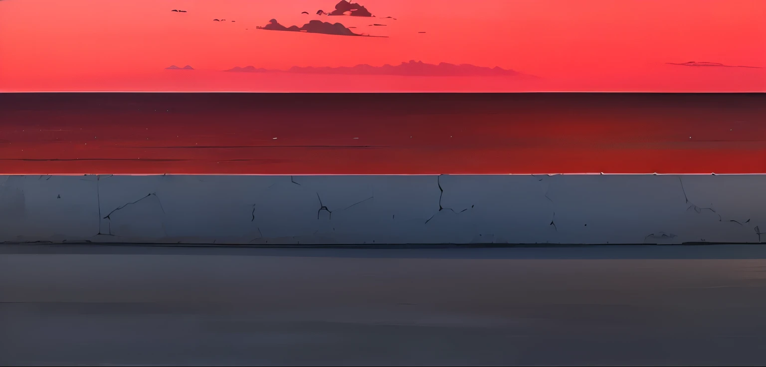 road, next to the sea, red sky, clouds, sunset