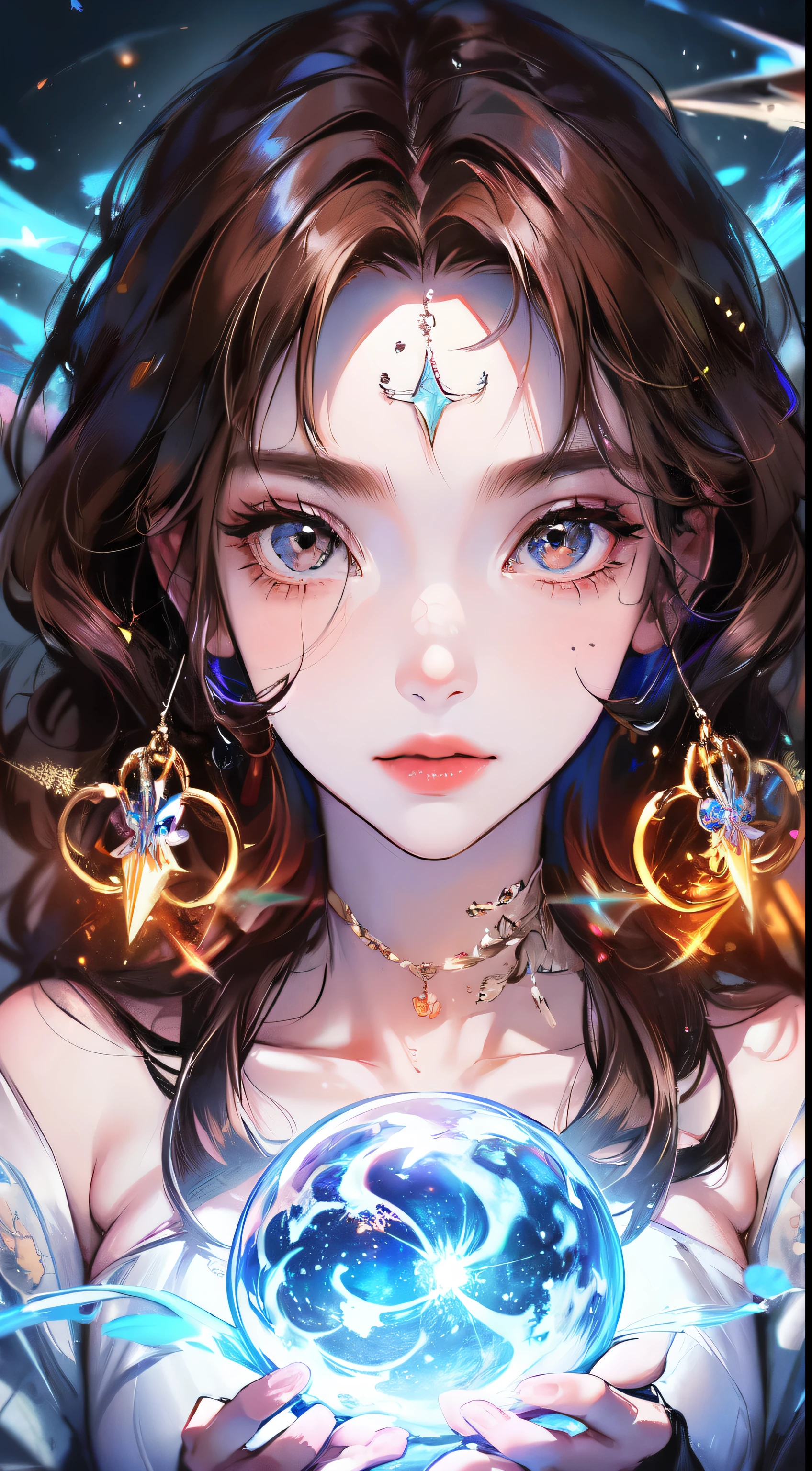 woman, detailed face, detailed eyes, detailed hands, Diving Into The Ether Flowing with The Eternal Soul Through Vibration of love, everything is connected, Flowing energy, Spiritual, Divine, Dreamlike, cosmic, concept-art, mind blowing, Feminine beauty, God, pineal gland, DreamlikeArt