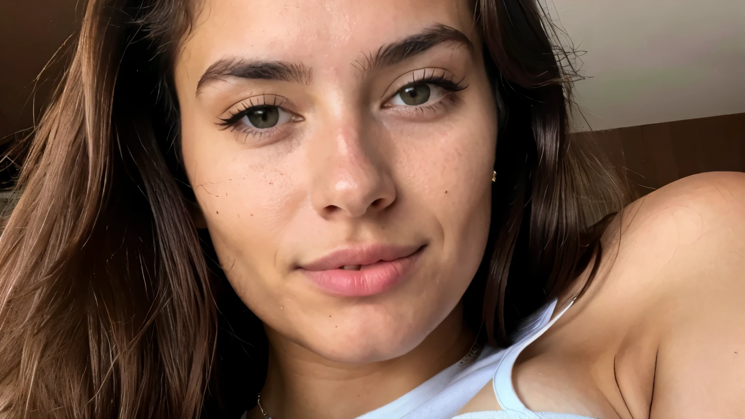 Mejor calidad, ultra photorealistic, photorealism, 8K, 20 year old girl with Spanish features, de cabello moreno, ojos verdes claros, physically very attractive, belleza sobrenatural, cuerpo entero, fitness
