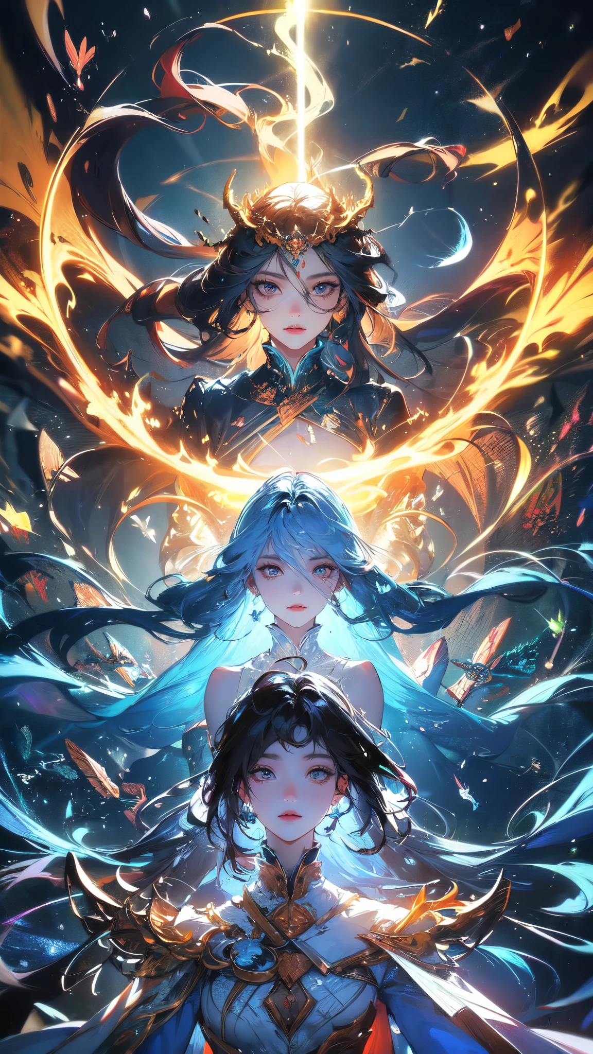 Diving Into The Ether Flowing with The Eternal Soul Through Vibration of love, everything is connected, Flowing energy, Spiritual, Divine, Dreamlike, cosmic, concept-art, mind blowing, Feminine beauty, God, pineal gland, DreamlikeArt