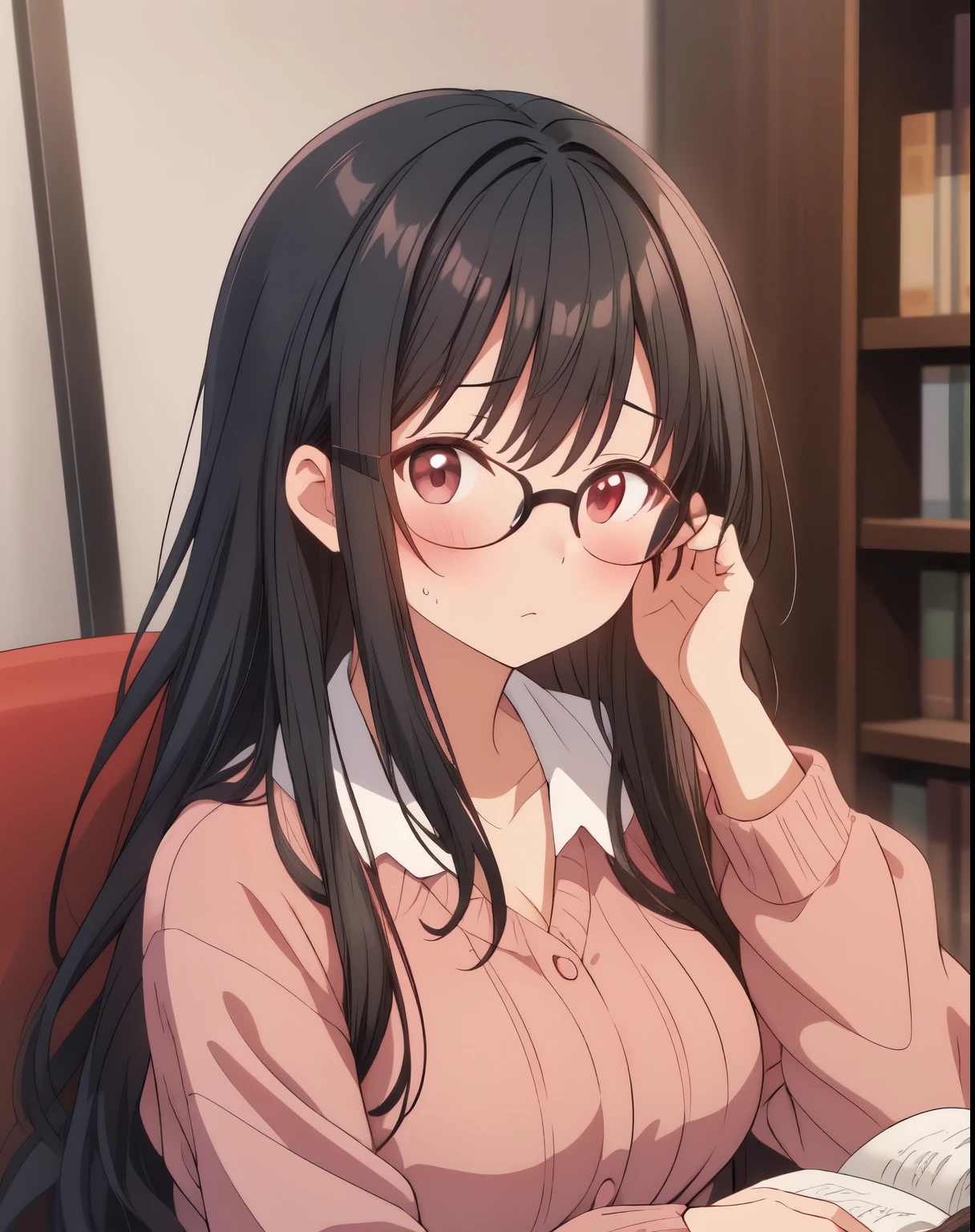 masterpiece, best quality,
1girl, solo, glasses, black hair, long hair, white ribbed sweater, happy, smile, looking at viewer, open mouth, solo focus, sitting, across table, 
mitarashidango, wagashi, realistic, food, food focus, still life, blurry, holding
 <lora:mitarashidango_SD15_V1:1>