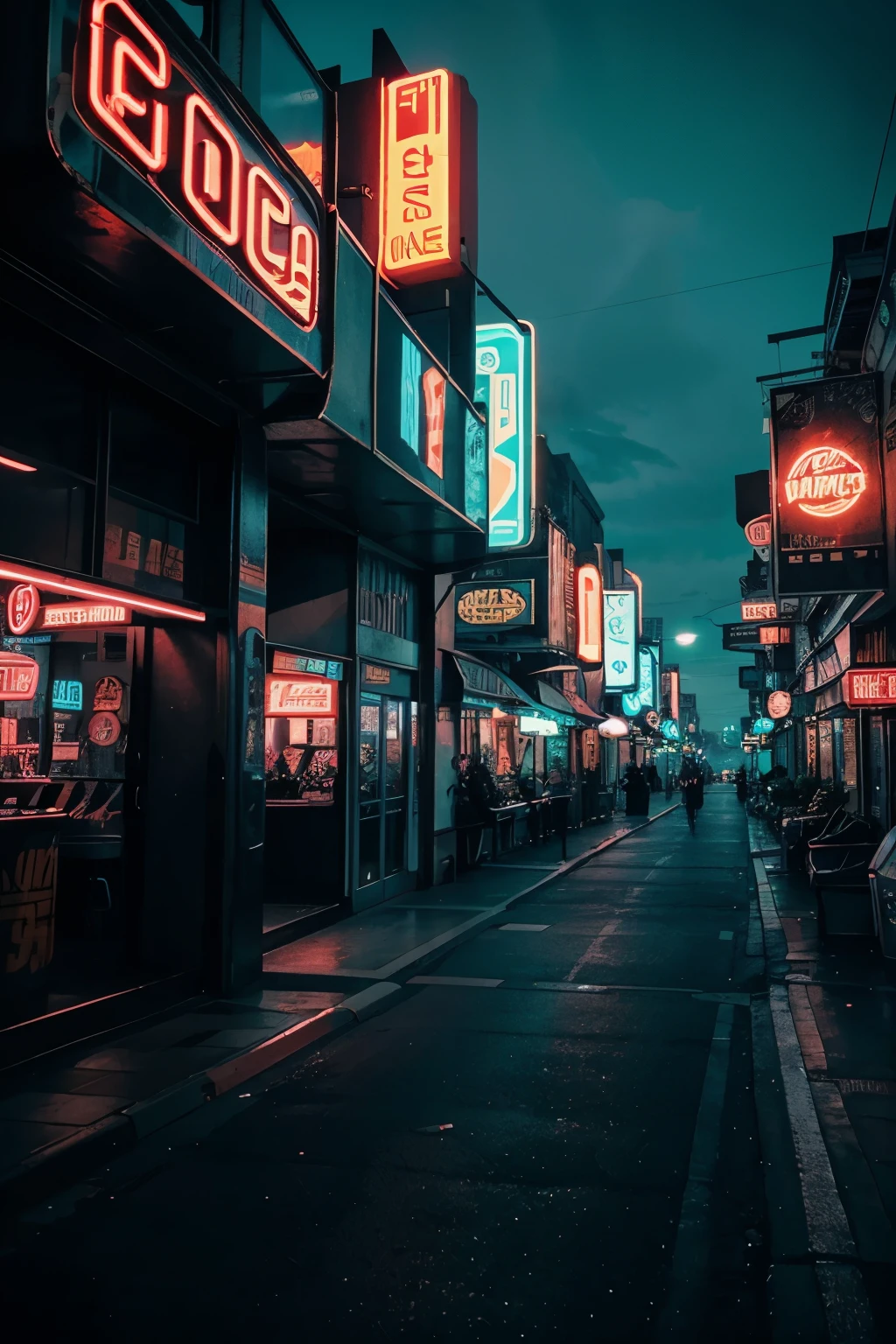 With a retro feel and neon lights, it looks like a futuristic city.