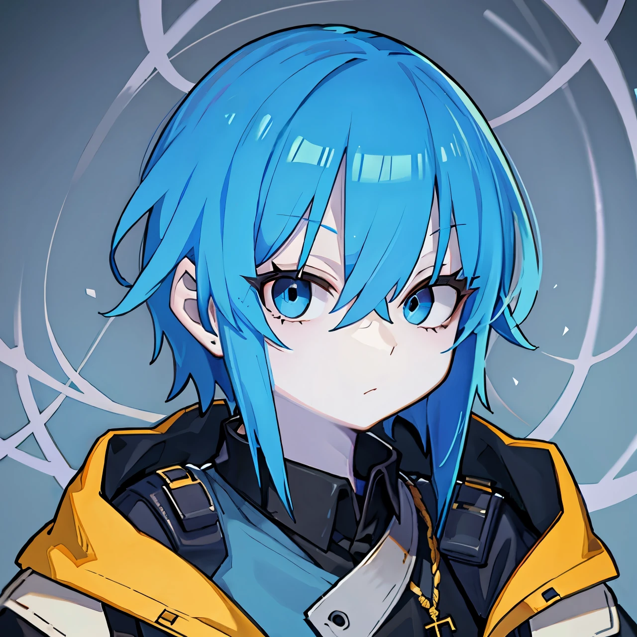 BLUE hair, white skin, black clothes