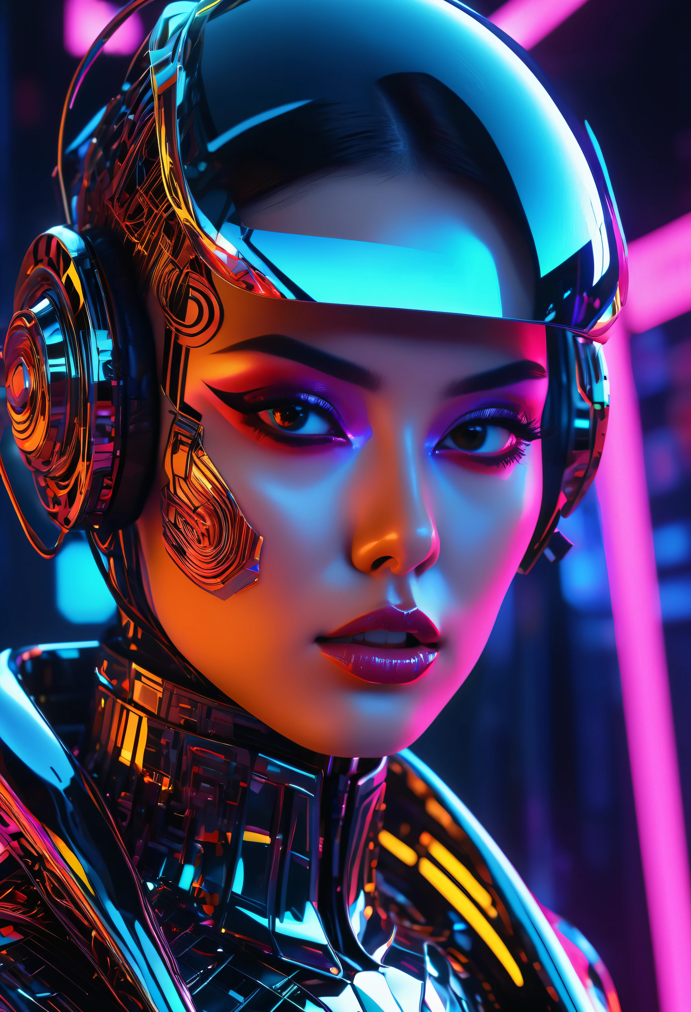 pop art portrait of a demon in the style of deep postmodernism, through the prism of high-tech futurism, inspired by Japanese 3D
(Best quality,4k,8K,A high resolution,Masterpiece:1.2), ultra detailed, (Realistic,photoRealistic,photo-Realistic:1.37), Bright colors, sharp focus, very detailed description, HDR, UHD, Studio lighting, physically based rendering, hips, technologically advanced rendering, Futuristic aesthetics, intricate patterns, neon lights, cyberpunk elements, thick lines, Bright and contrasting colors, High resolution digital art, digital glitch effects, surreal elements, Geometric figures, Multi-layered composition, futuristic fashion, intense and captivating gaze, dynamic pose, distorted and elongated facial features, intense and dramatic shadows, abstract elements, holographic effects, mechanical and organic fusion, sci-fi scenery, Metal textures, Computer images, glossy finish, 3D modeling methods, pixel textures, complex digital brushwork, visually vibrant and exciting composition