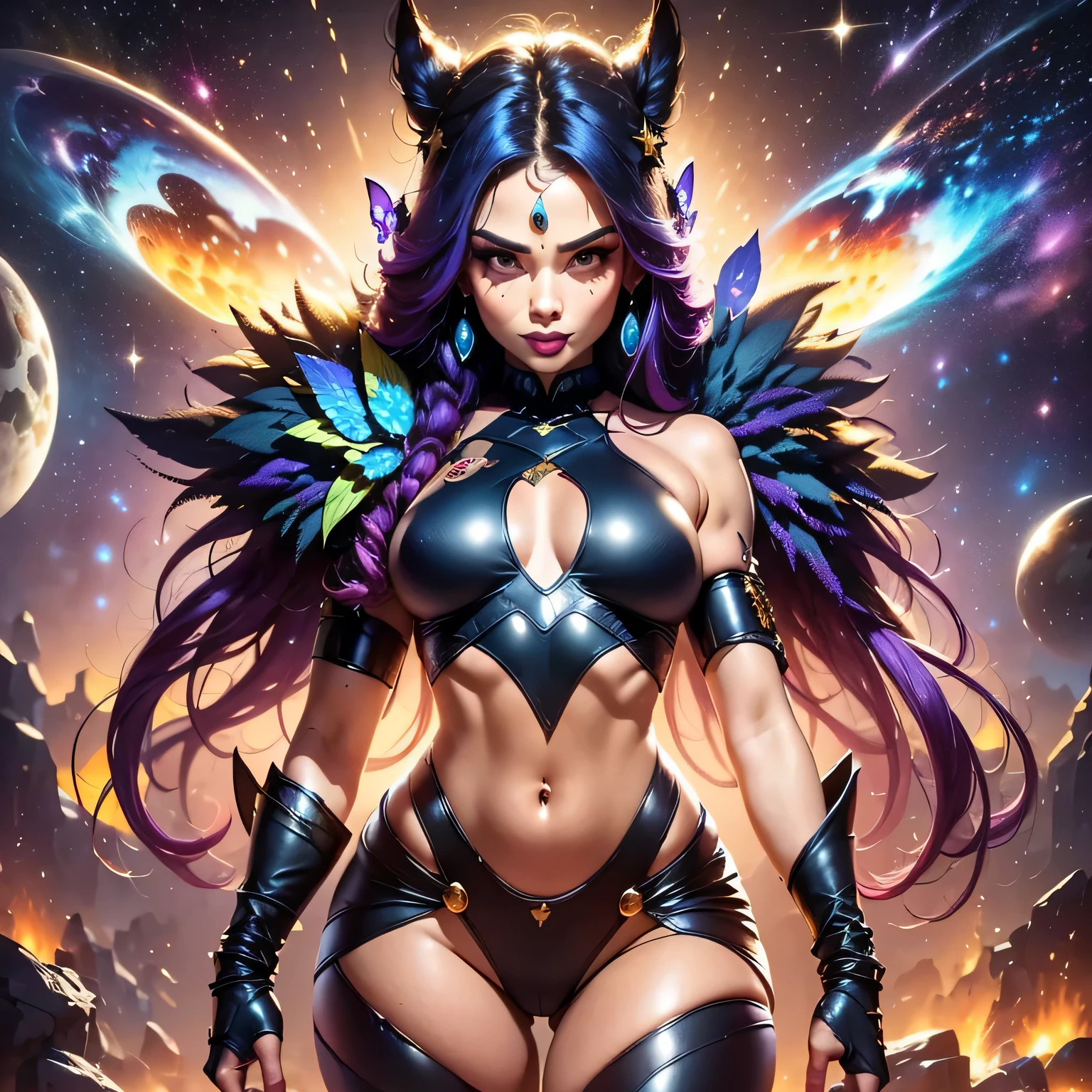 dreamlikeart, galaxy, outer space, nebula, star, [cyberpunked] Shiva from the stars. (star:1.5),