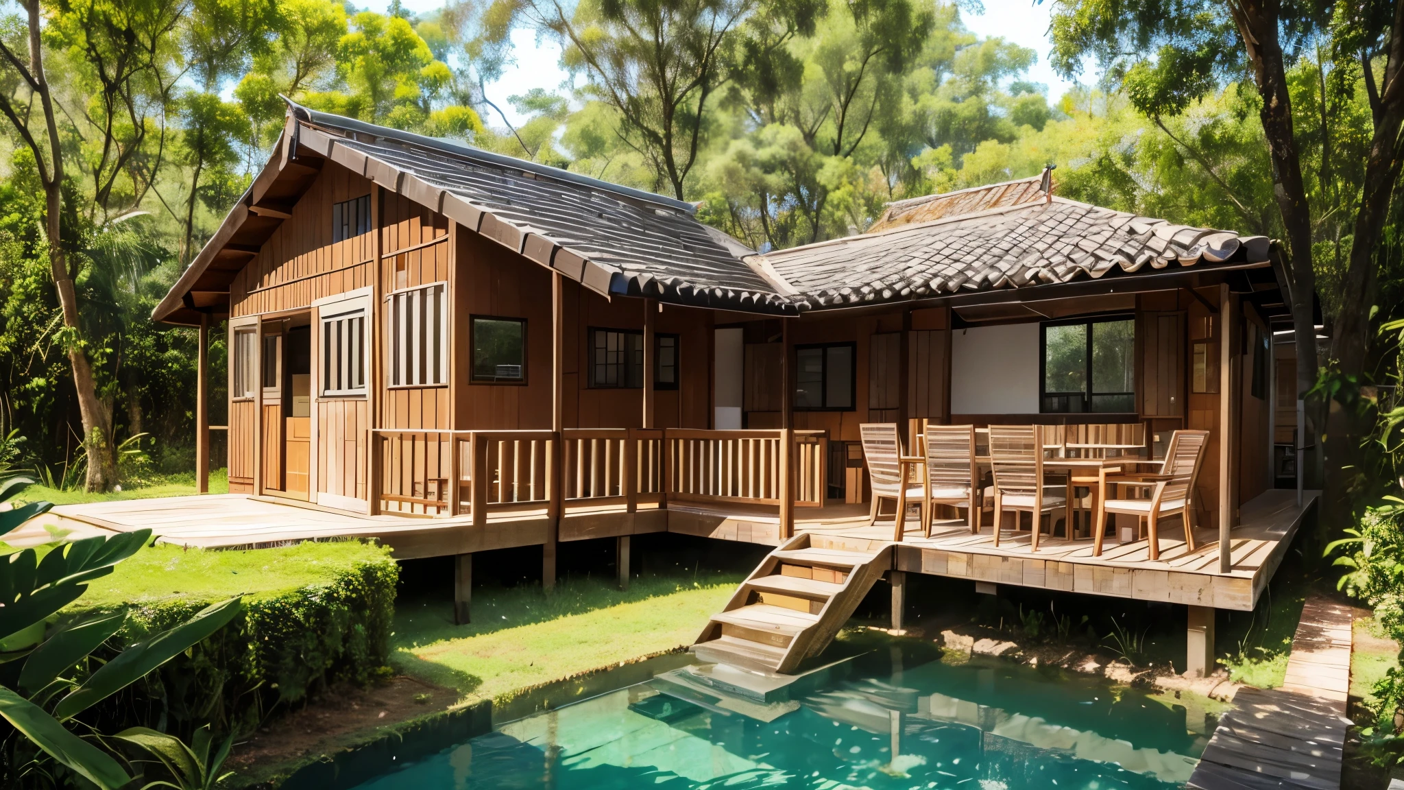 uma casinha no meio da floresta