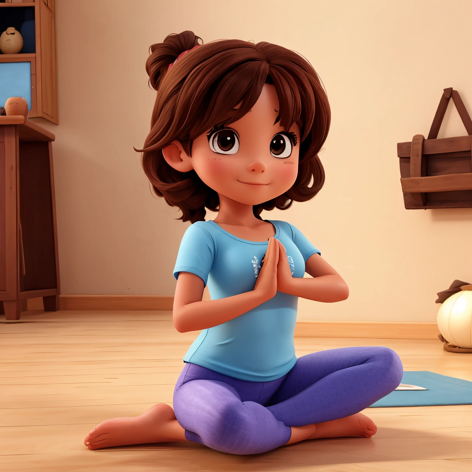 Character sheet Young girl doing differents yoga poses
