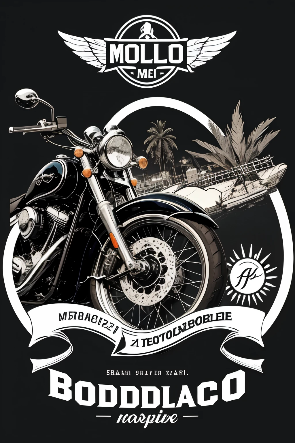 Logo motoclube motor estilo bordado