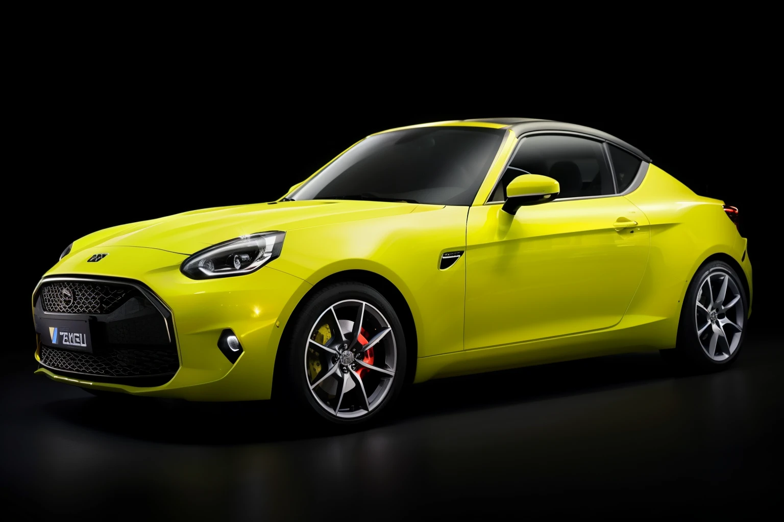 a yellow sports car is shown in a dark room, dezeen, versatile, front profile shot, edited, full front view, 2 0 1 9, 2019, 2 0 1 1, 2011, 2 0 1 2, photo”, 2012, striking colour, 2014, 2 0 1 4, a brightly colored