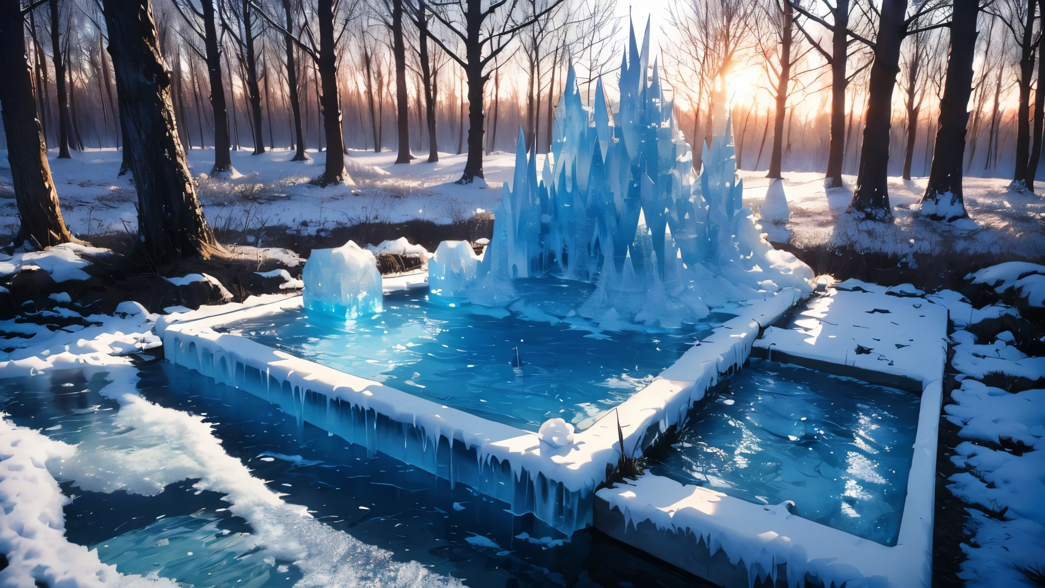 (best quality,4k,8k,highres,masterpiece:1.2),ultra-detailed,(realistic,photorealistic,photo-realistic:1.37),snow and ice,transparent frozen lake,graceful and fierce icy dragon,ready to take off, wide wing strokes,girl, black hair (Tifa Lockhard from final fantasy.18-year-old model) sitting by its paw,winter forest,portrait,landscape,ice sculptures,detailed dragon scales,reflections in the ice,crystal-clear water,deep blue tones,crisp and cold lighting,sparkling snowflakes,serene atmosphere,impressive ice formations,dramatic contrast,soft shadows,frozen breath,colorful sunset over the frozen lake
