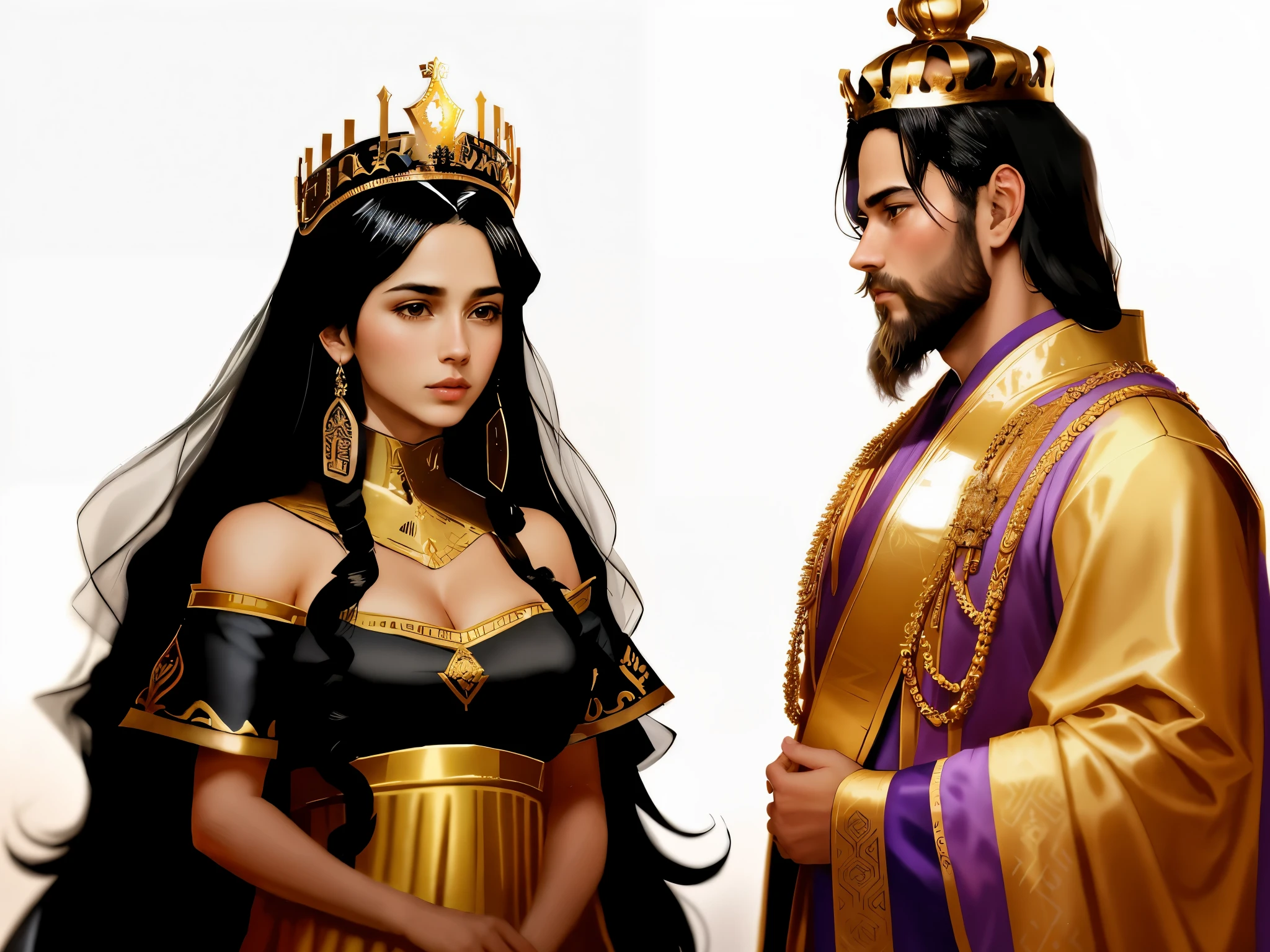 There's a big crown on the head. Uma coroa muito grande. Uma linda coroa. There's a crown on the king's head.