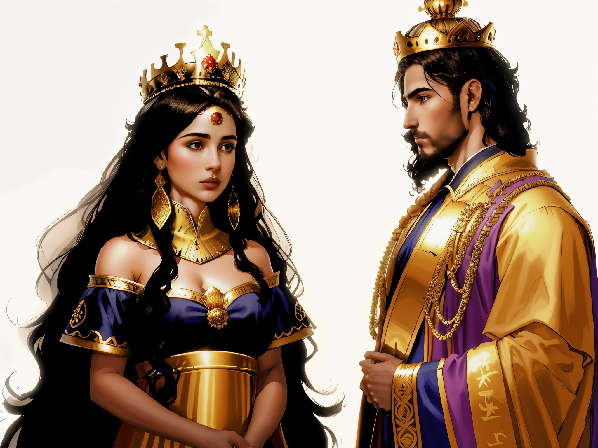 There's a big crown on the head. Uma coroa muito grande. Uma linda coroa. There's a crown on the king's head.