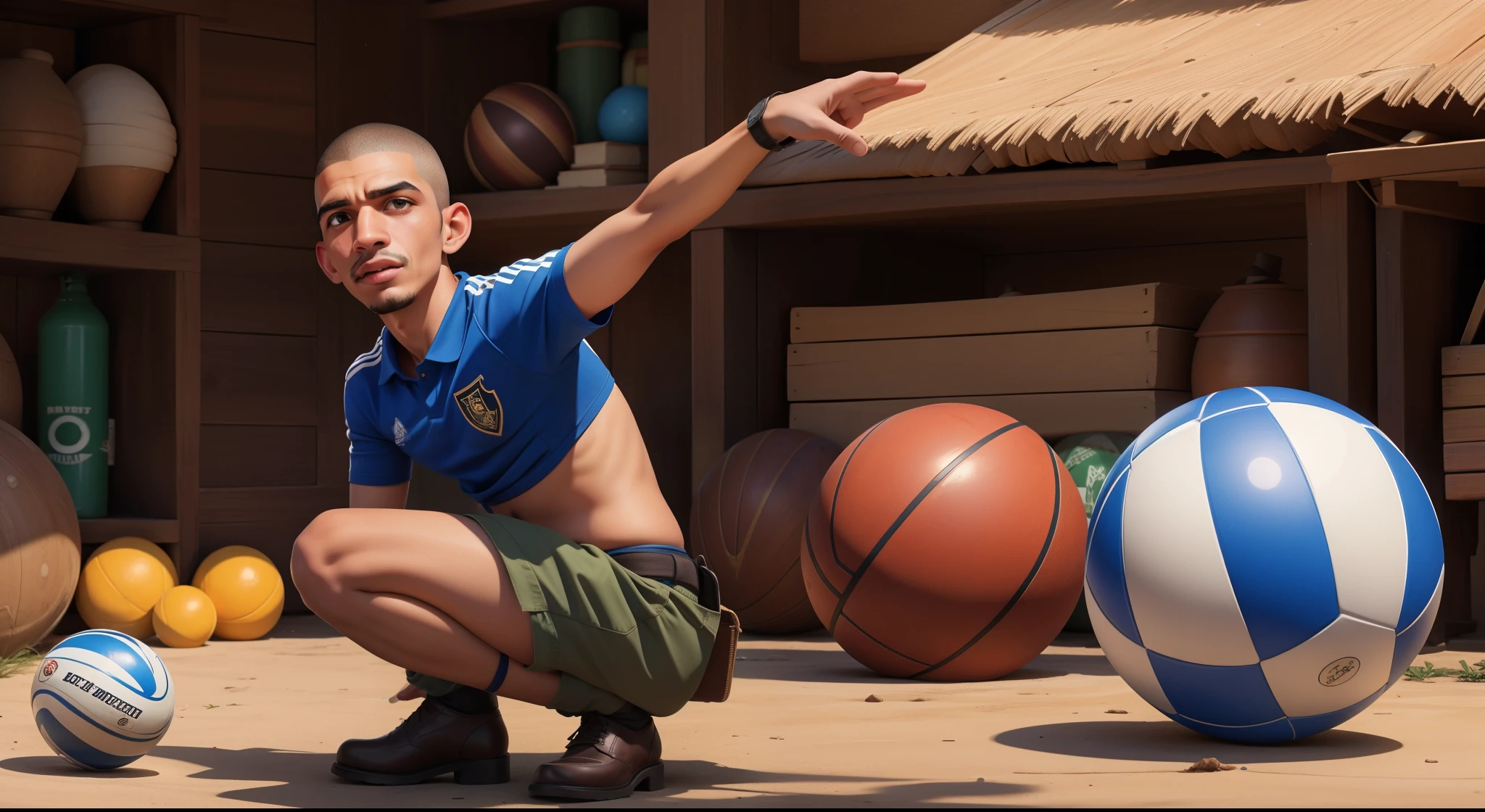 fazer embaixadinha com uma bola de baquete