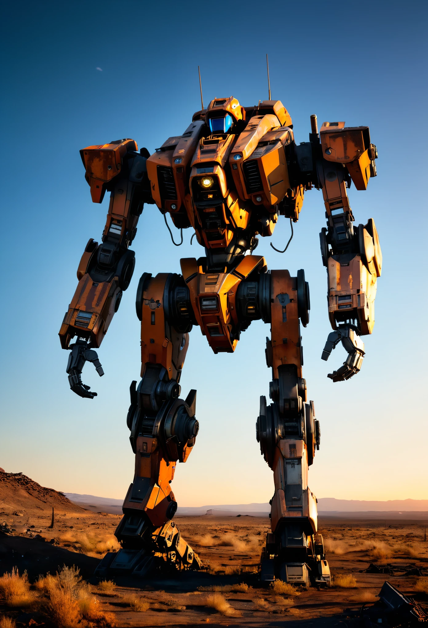 cinematic photo Mechanical cyborg (Iron Man), (((steampunk))), rusty old armor, old metal, robot, (((full body visible))), wires, realistic, creepy, scary, cables, apocalyptic background, looking at viewer, portrait, photography, detailed skin, realistic, photo-realistic, 8k, highly detailed, full length frame, High detail RAW color art, piercing, diffused soft lighting, shallow depth of field, sharp focus, hyperrealism, cinematic lighting,5mm photograph, film, bokeh, professional, 4k, highly detailed