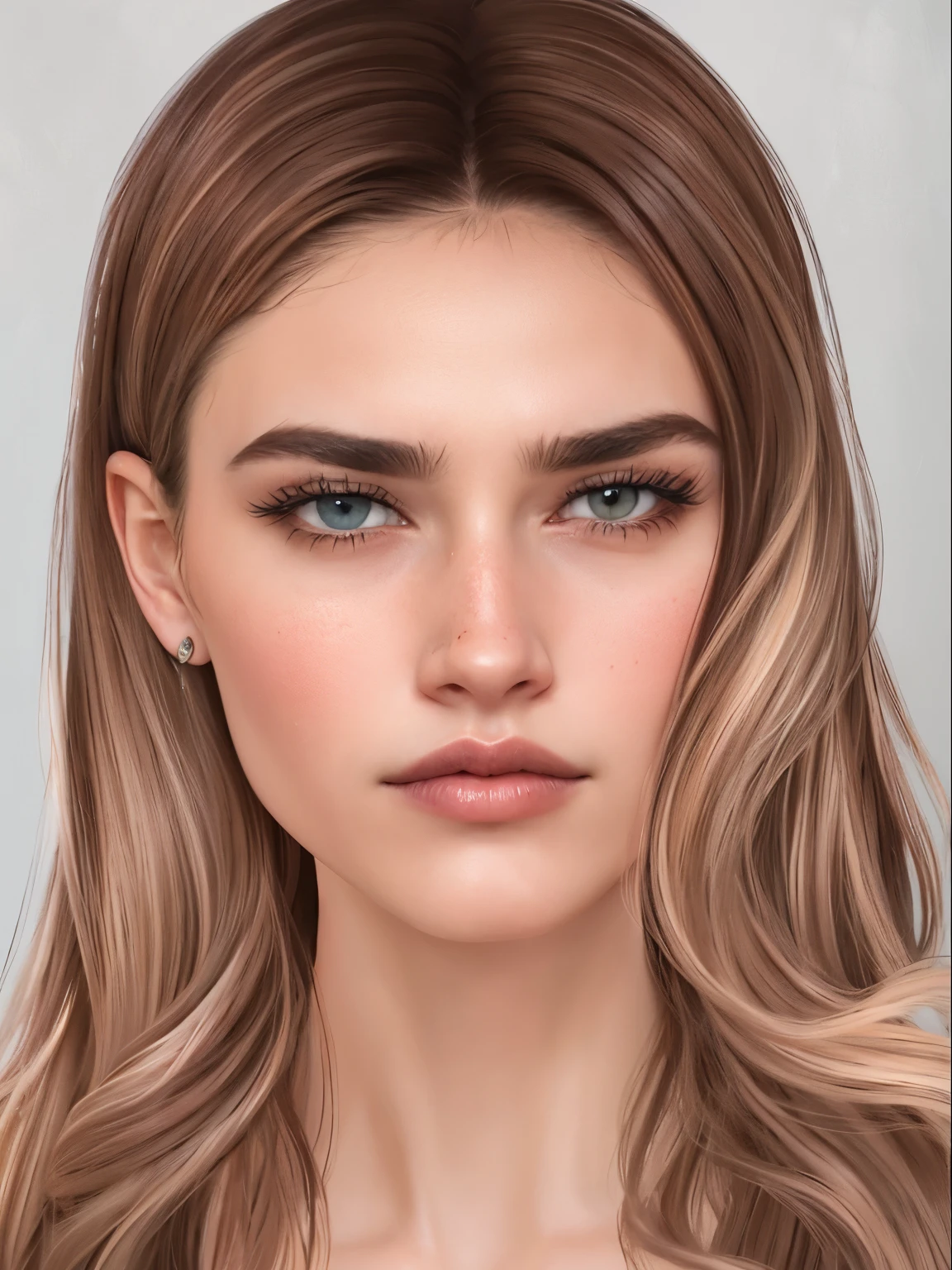 um close de uma mulher com cabelos longos e um colar, rosto realista detalhado, rosto detalhado realista, rosto detalhado e realista, rosto realmente detalhado, rosto realista e detalhado, highly rosto realista detalhado, rosto realista, pele brilhante, Rosto lindo realista, rosto muito realista, rosto extremamente realista, rosto detalhado e realistas, Detailed realistic expressions, rosto ultra realista
