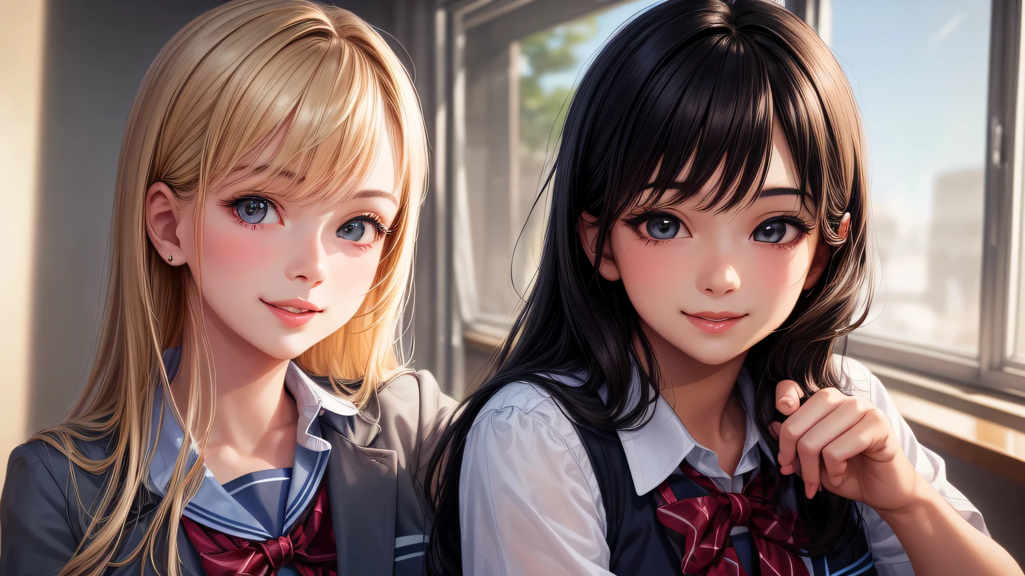 (1 girl:1.2), very cute face, Smile, (highly detailed eyes, highly detailed face), Fresh, very beautiful appearance, (surreal, High resolution), (highest quality:1.4), professional photography, (high School uniform, pleated mini skirt:1.2), smile a little, School, classroom, 