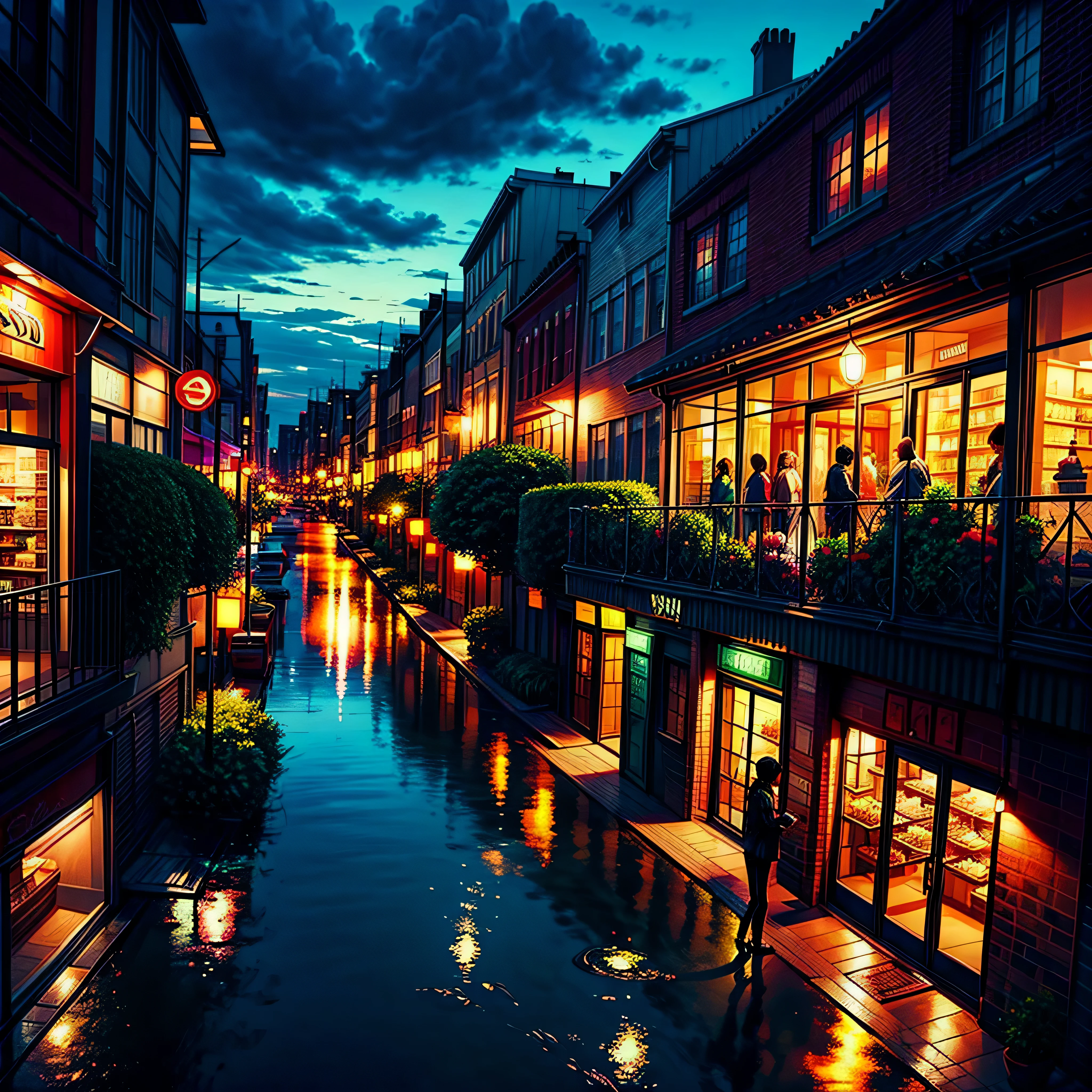 City flower shop, potted plants, flower, rainny night,water reflection puddle,oriental design, hanging lights , digital painting, sunset,wind up,concept art, illustration, intricate, many people, hanging lights, happy, beautiful colorful light, flower, plants ((tileset)) Anime - City street style scene, a woman waiting in front of a store, anime background art, detailed scenery - width 672, anime landscape concept art, anime style cityscape, Studio Ghibli anime style, Studio Ghibli art style, Studio Ghibli program, anime landscape, Studio Ghibli art style, Landscape artwork, Beautiful anime landscape, Forest city street, Ghibli art style, cake shop, cake shop, bakery cake shop, Makoto Shinkai style, Makoto Shinkai anime, Shinkai Makoto art style, insanely detailed, ((tmasterpiece)), absurdres, HDR, UHD, varied multi etc. --v6 --s1000 --c20 --q5 --chaos100