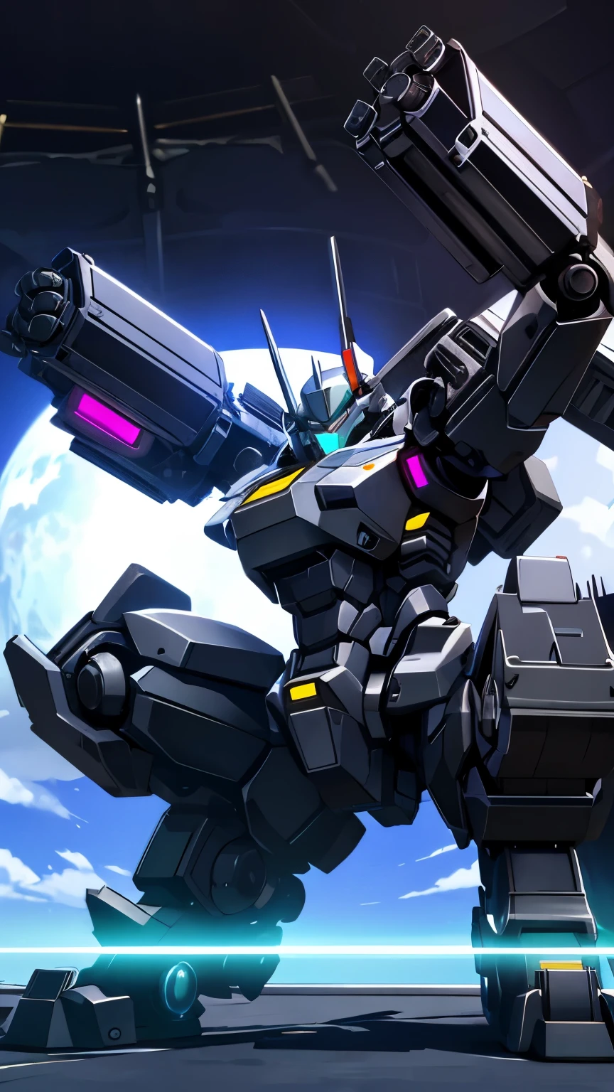 robot with four legs and a Gatling gun for an arm