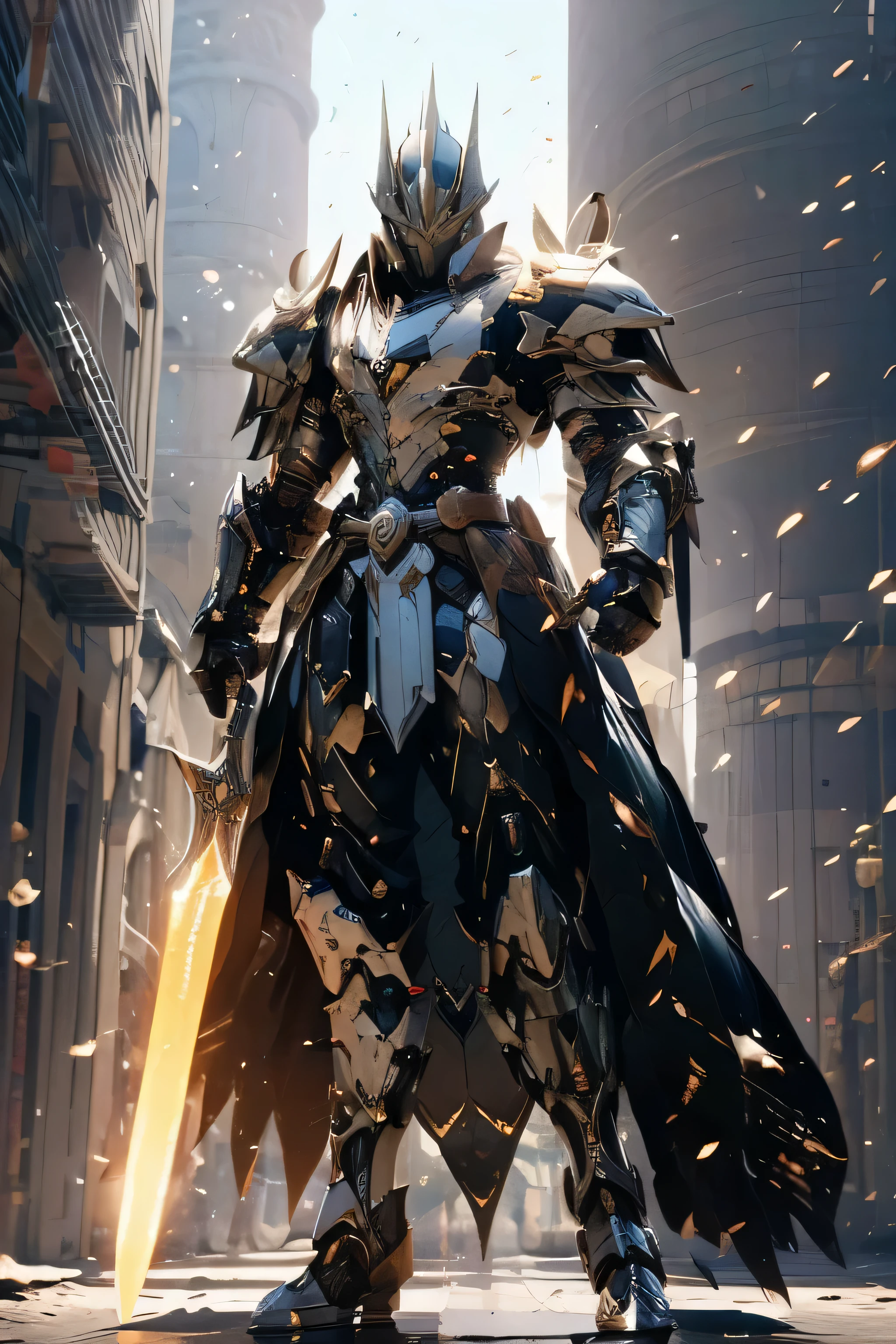 indonesian male face, 25yo, warm kind aura, long oval face, jaws slightly visible, upper nose thin lower lower medium size and not flat, thin upper lip, medium lower lip, medium size mouth, big bright eyes, chin not square, light light brown skin, short brown slightly wavy hair, warm smile, medium head armor, medium chest armor, medium shoulder armor, medium glove armor, medium legs armor, medium boot armor, robe covering his armor from shoulder to foot ankle, running after enemy with his shield in front of him charging the enemy while his long big sword are ready to do piercing damage, attacking charging pose, camera from rear