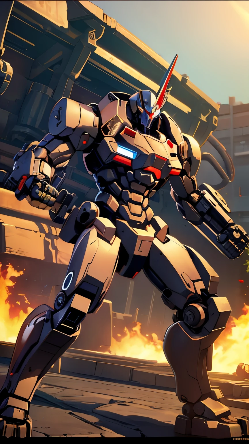 robot with four legs and a Gatling gun for an arm