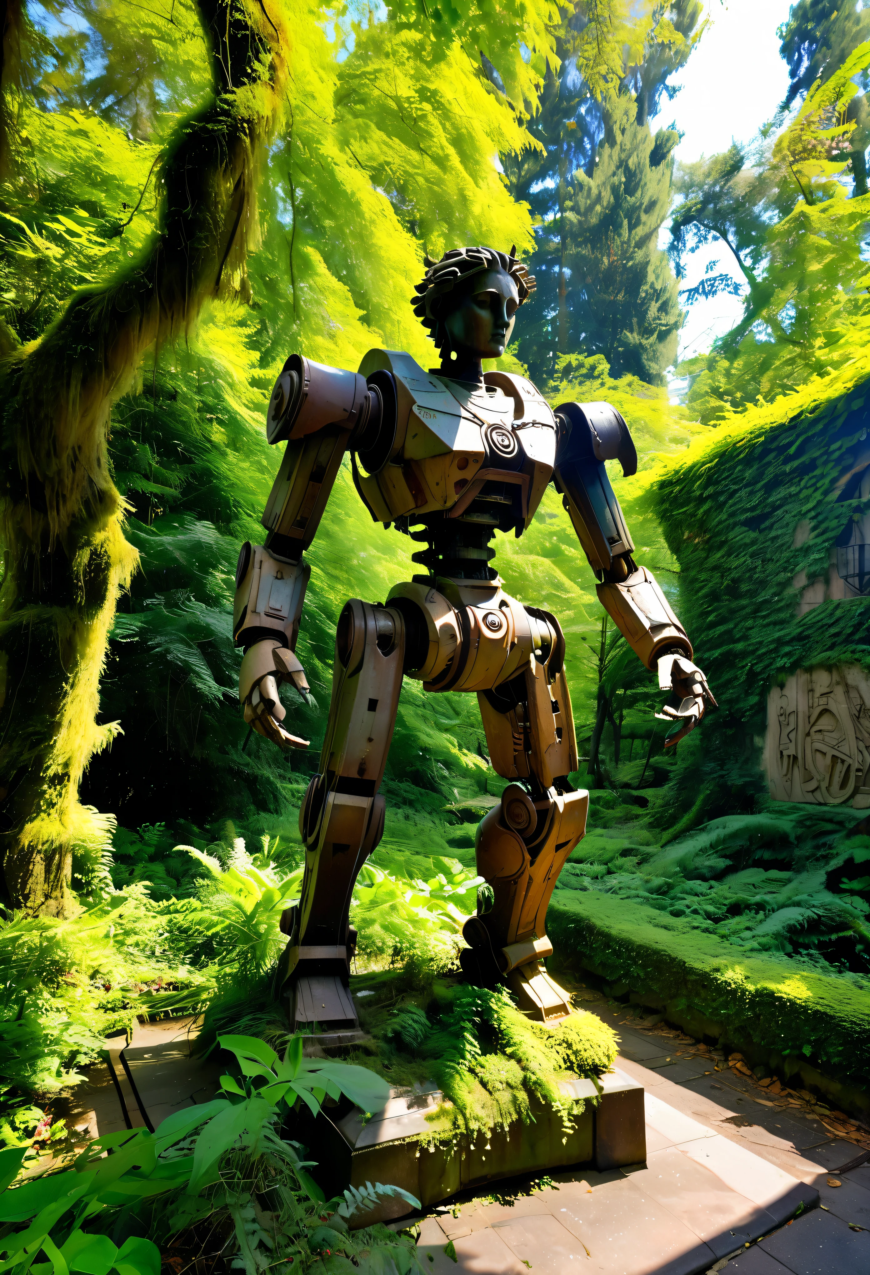 ((Masterpiece in maximum 16K resolution):1.6),((soft_color_photograpy:)1.5), ((Ultra-Detailed):1.4),((Movie-like still images and dynamic angles):1.3). | (Cinematic photo of an abandoned mech cockpit), (cinematic lens), (overgrown vines), (broken machines), (rusted steel), (edelweiss flowers), (dust), (oil stain), (electrical wire hanging), (shimmer), (visual experience), (Realism), (Realistic), award-winning graphics, dark shot, film grain, extremely detailed, Digital Art, rtx, Unreal Engine, scene concept anti glare effect, All captured with sharp focus.