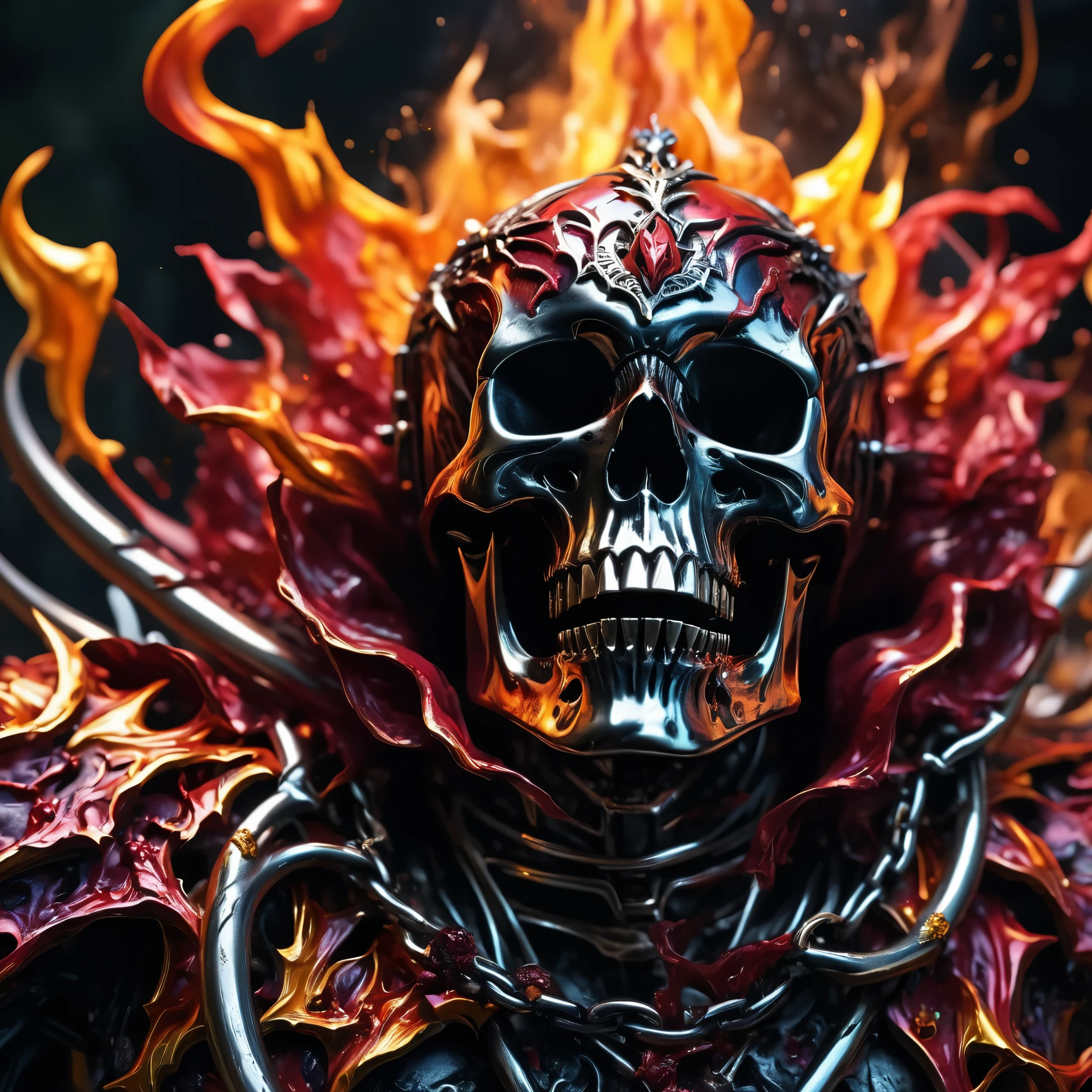 create an image demonstrating the style of ((Death Metal)) style, hyper realism, 8k high definition, vibrant colors, sharp focus, insanely detailed