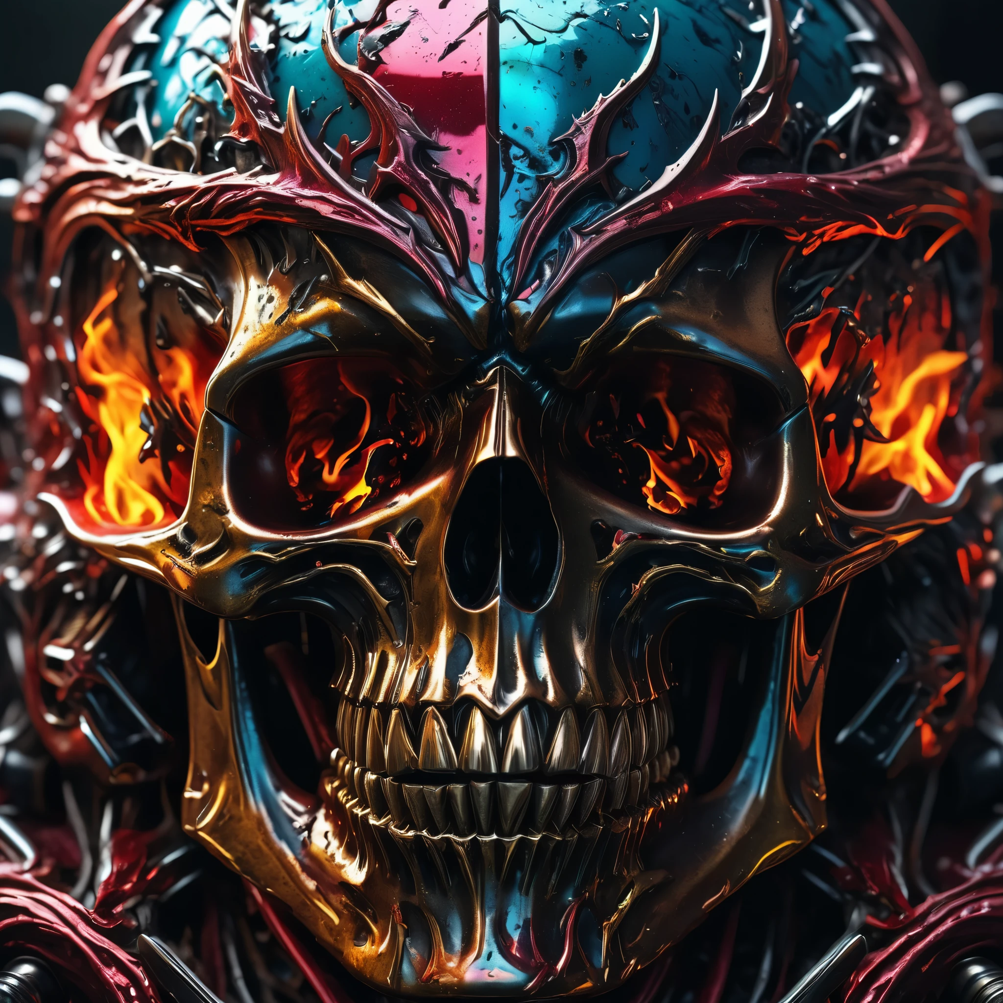 create an image demonstrating the style of ((Death Metal)) style, hyper realism, 8k high definition, vibrant colors, sharp focus, insanely detailed
