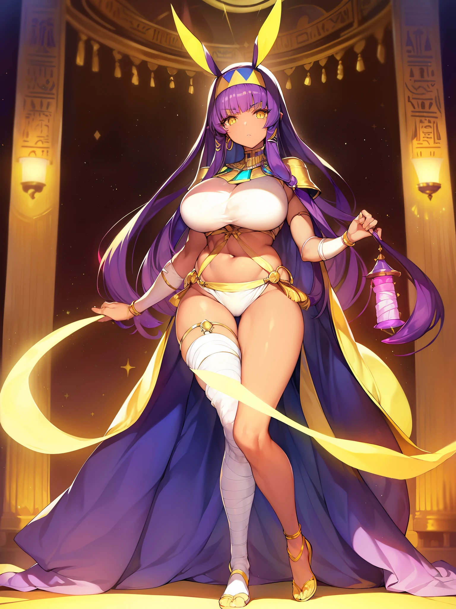(masterpiece、highest quality:1.2)、Nitocris Alter、fgo、(stage 2、Luminous legs、bandage:1.4)、big tits milf、big tits milf、big tits milf、Egyptian、dark skin woman、egyptian clothing、yellow eyes、bangs、short hair、gray hair、jackel ears、facial pattern、