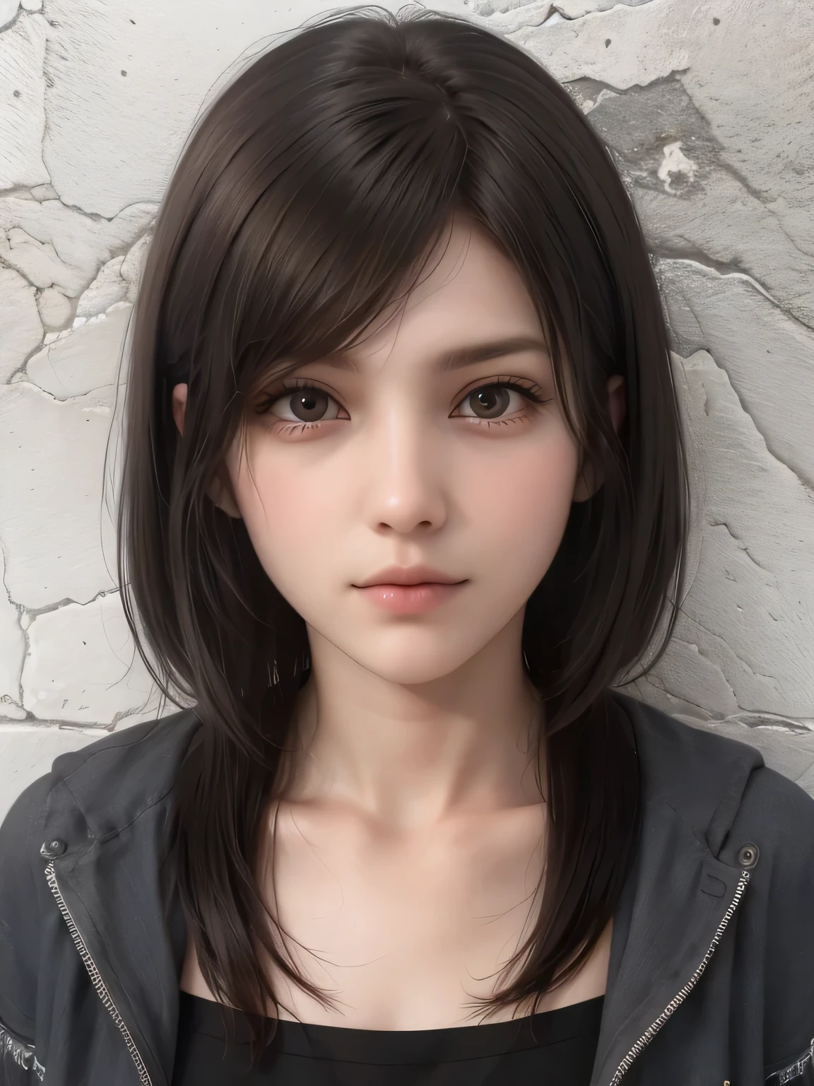 1girl, hair black, short hair, realistic, ultra detail, 70mm lens