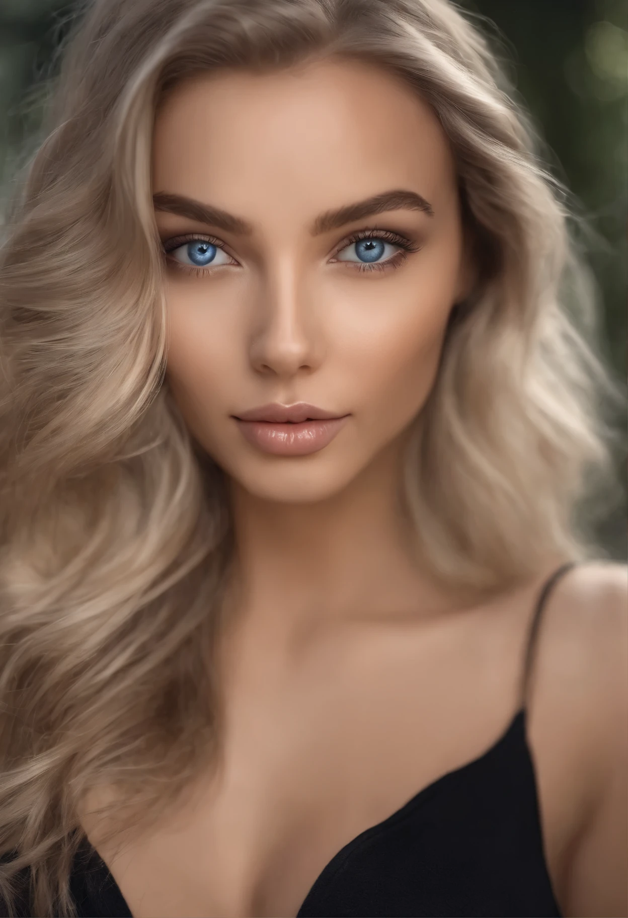arafed woman fully , sexy girl with blue eyes, ultra realistic, meticulously detailed, portrait sophie mudd, blonde hair and large eyes, selfie of a young woman, bedroom eyes, violet myers, without makeup, natural makeup, looking directly at the camera, face with artgram, subtle makeup, stunning full body shot outside, large size bust