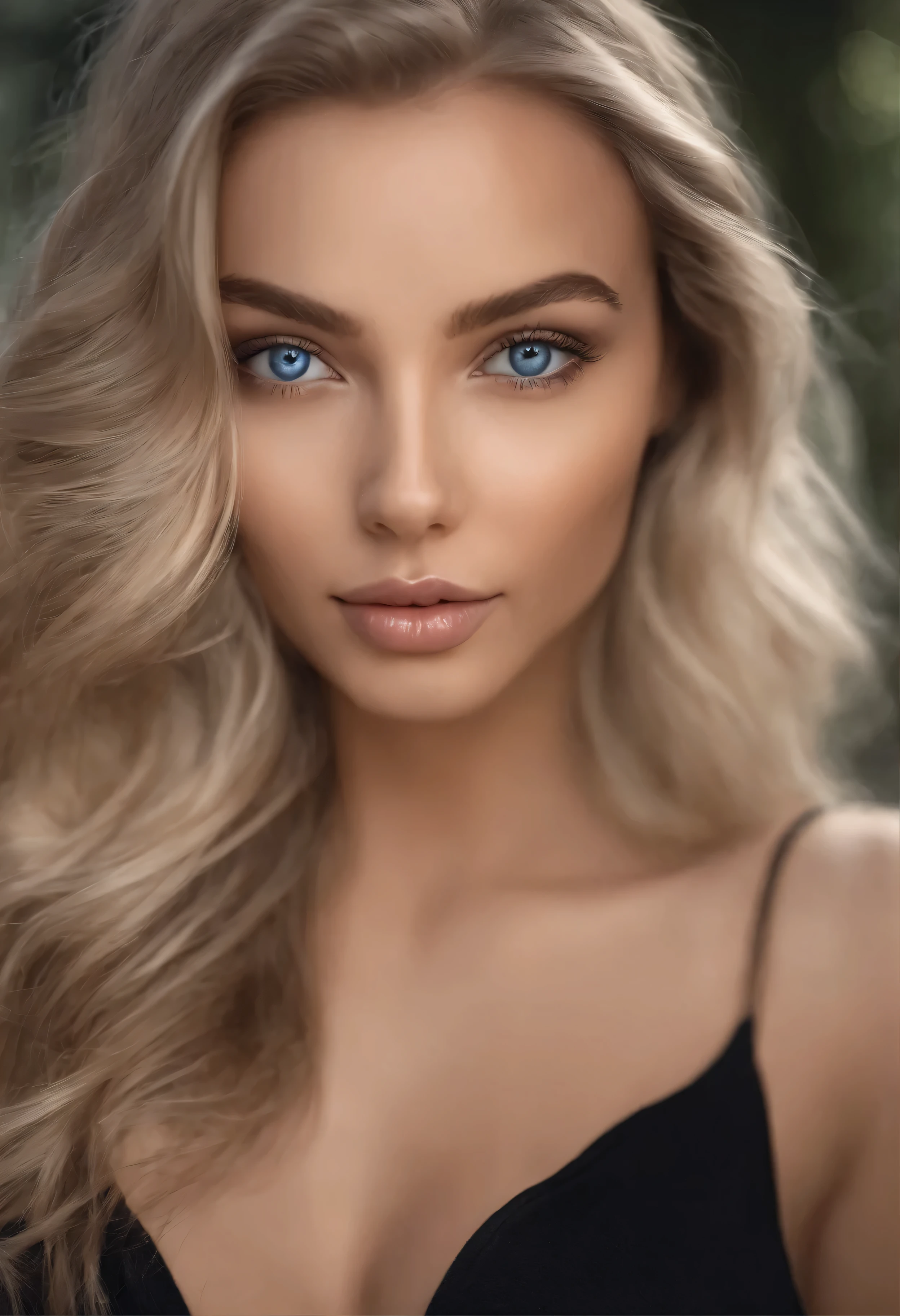 arafed woman fully , sexy girl with blue eyes, ultra realistic, meticulously detailed, portrait sophie mudd, blonde hair and large eyes, selfie of a young woman, bedroom eyes, violet myers, without makeup, natural makeup, looking directly at the camera, face with artgram, subtle makeup, stunning full body shot outside, large size bust
