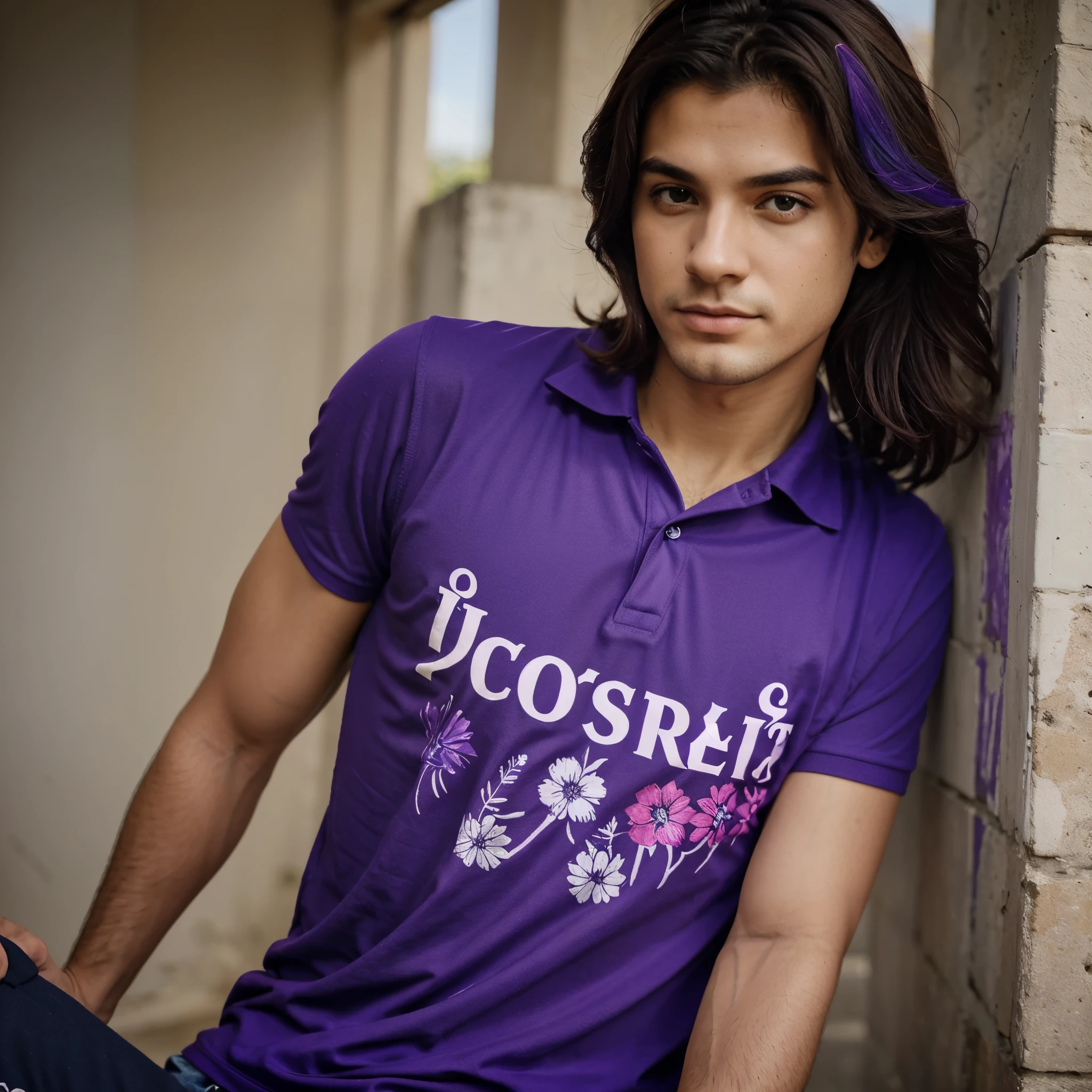 Crie uma arte de camisa polo de formandos 9 ano com cores foco em roxo e preto, com formandos escrito na costa de frente e Costa da camis