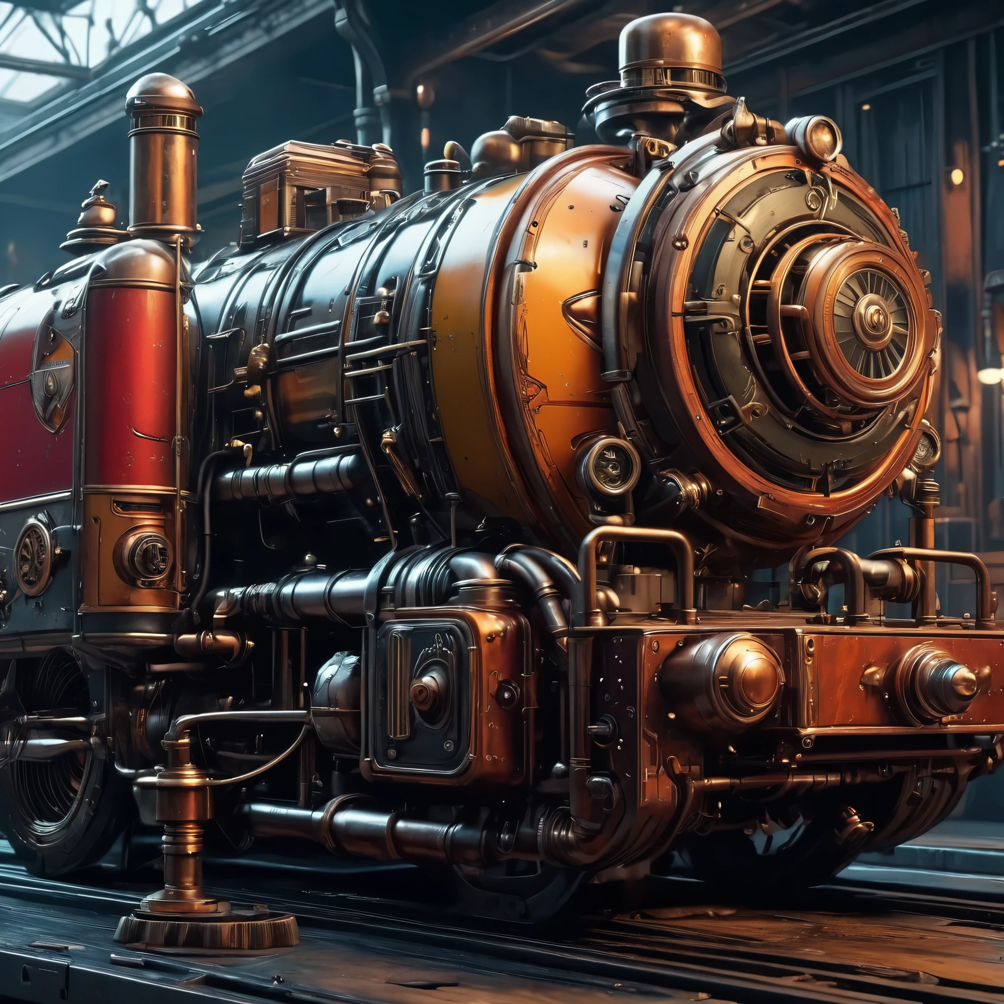create an image demonstrating the style of ((Dieselpunk)) style, hyper realism, 8k high definition, vibrant colors, sharp focus, insanely detailed