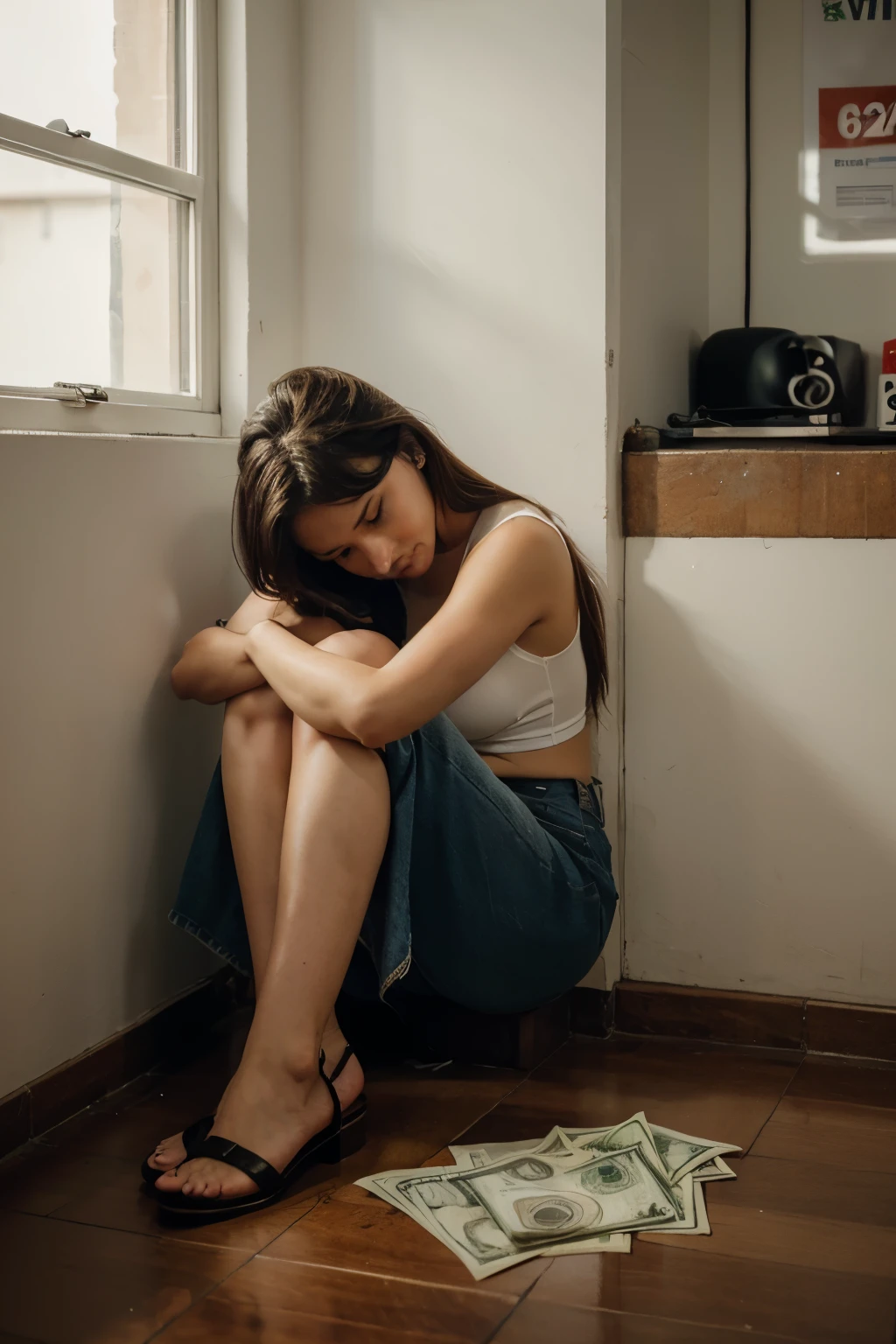 SAD PERSON DUE TO LACK OF MONEY BILLS TO PAY