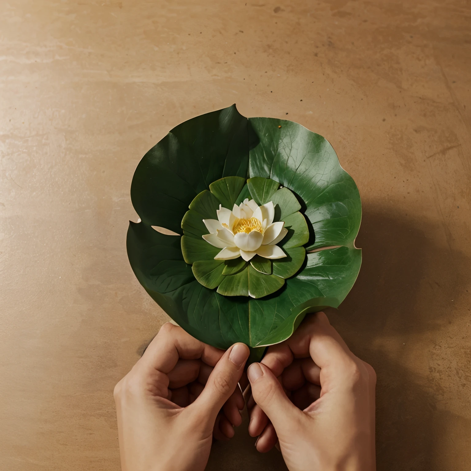 2d drawing of two hands holding a lotus flower