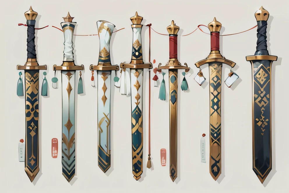 (((best quality))), (((masterpiece))), Weapons to be included in the Weapon Encyclopedia, Chinese sword, simple sword, white background