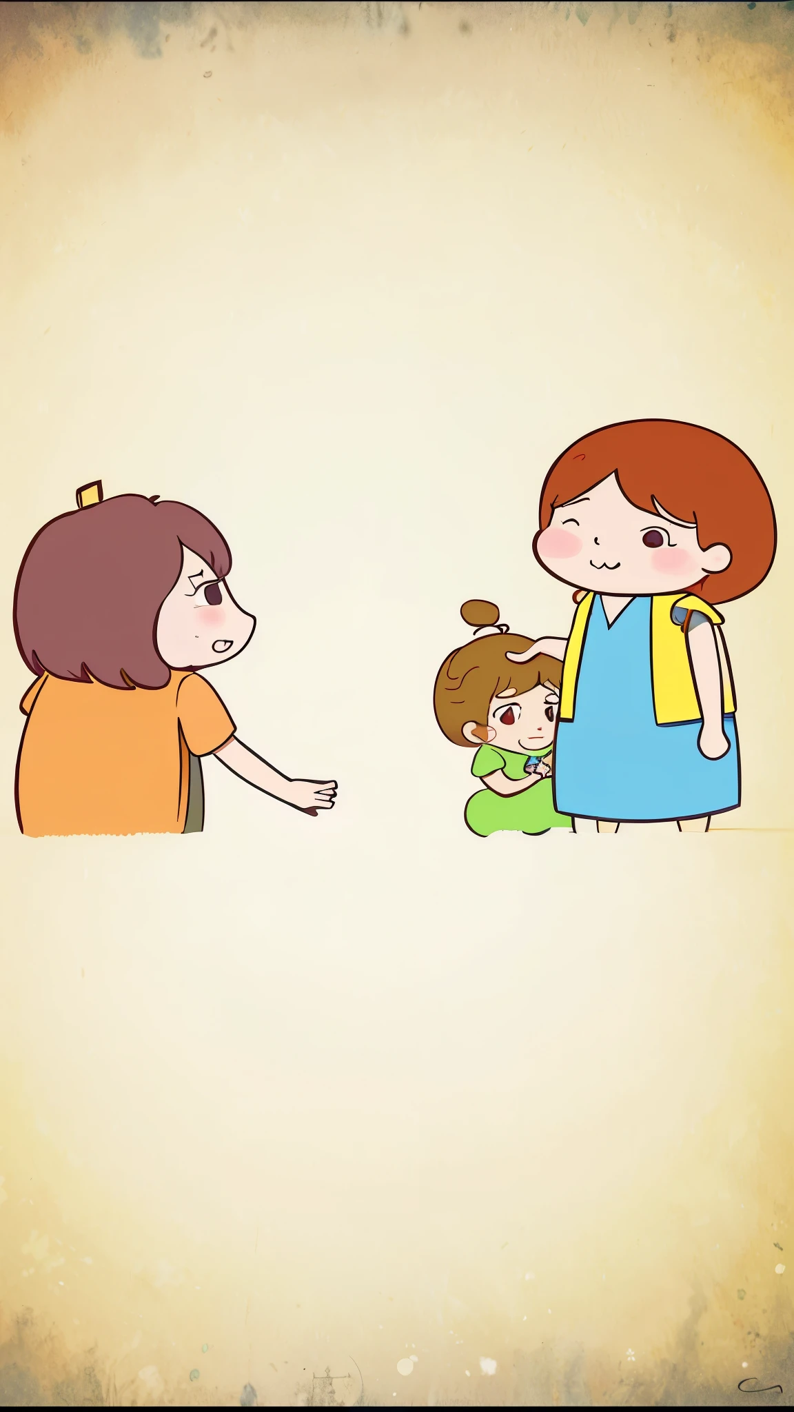 Cartoon of a woman giving an apple, children cartoon, cute cartoon, animation stills, emotional pictures, animation stills, animation stills, Cartoon image, Japanese animation style, daily, animation stills, children illustration, Hand drawn cartoon, cutscene, animated illustration style, cute cartoon, daily生活, lovely artwork, lovely scene