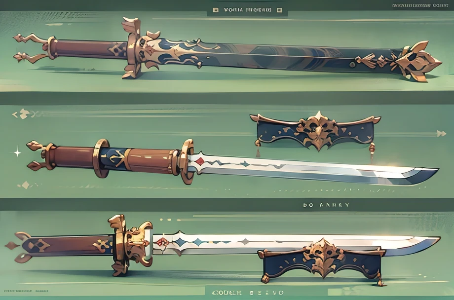 (((best quality))), (((masterpiece))), Weapons to be included in the Weapon Encyclopedia, Chinese sword, simple sword, white background