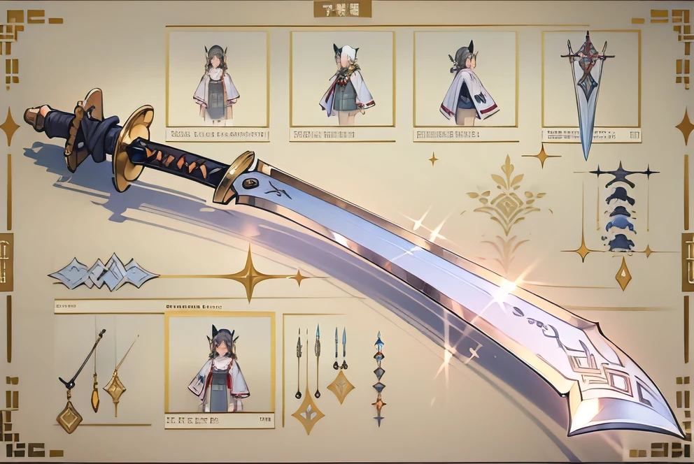 (((best quality))), (((masterpiece))), Weapons to be included in the Weapon Encyclopedia, Chinese sword, simple sword, white background