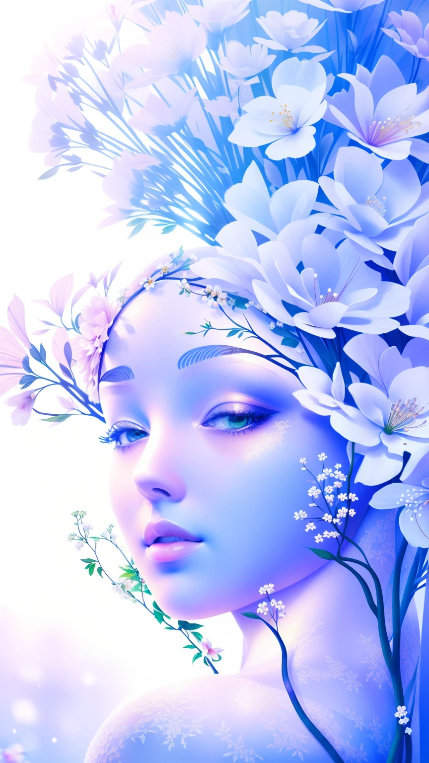 masterpiece,超high resolution,A woman with a beautiful figure is surrounded by flowers,perfect figure for dancer,The face is round and plump,The facial features are generous, exquisite and beautiful.,double eyelids,Bright Eyes,slight redness on cheeks,Smooth and delicate skin,barefoot,No clothes,The chest is obscured by flowers and green leaves,The body is densely covered with many flowers and branches,Next to it are thick, ancient and curved plum tree trunks extending everywhere.,Intersect with each other,body glass occlusion,Replace clothes with flowers and green plants,The whole body is wrapped in gems and flower vines,branches and flowers all over the body,Tyndall effect,light edge,Artistic effects,The color is very natural,Shadows are clear,Surrealism,real photography,ultra high definition images,High quality details, light,((backlight)),absurd, Incredibly ridiculous, Huge file size, Super detailed, high resolution, The content is very detailed,best quality,masterpiece,revelation,The content is very detailed,CG,Unite,8k wallpaper,detailed,masterpiece