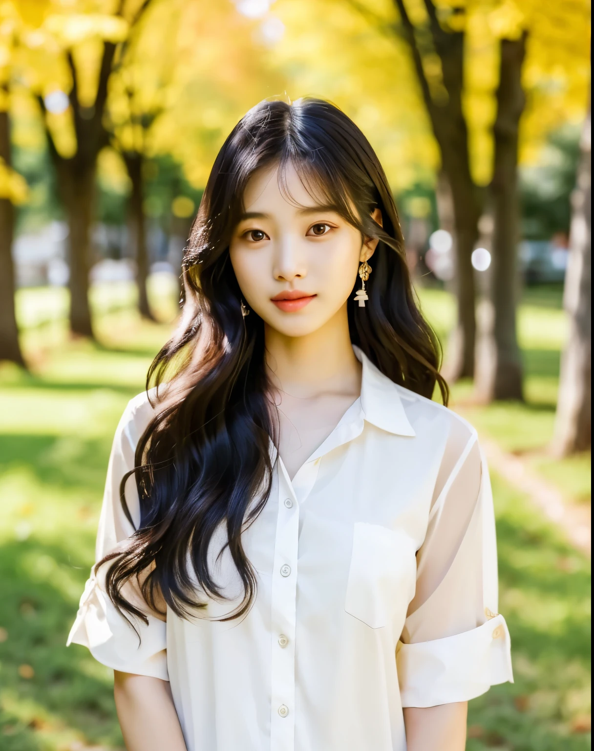 there is a woman with long hair wearing a white shirt, ulzzang, korean girl, heonhwa choe, sakimichan, xintong chen, sun yunjoo, lee ji - eun, lee ji-eun, wenfei ye, jaeyeon nam, park ji-min, jinyoung shin, chiho, yun ling, gongbi